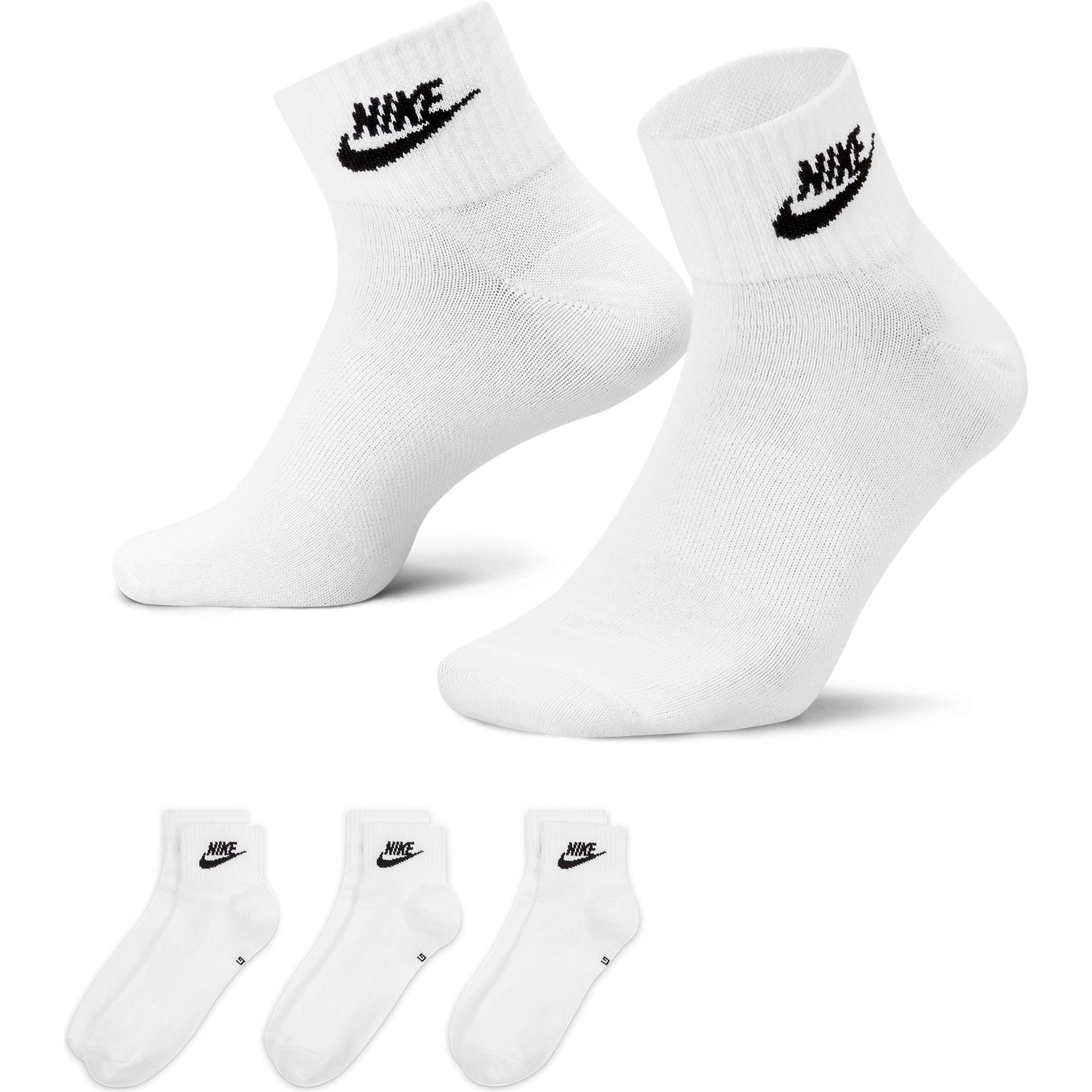 Nike Everyday Essential Ankle Socks (3 Pairs)-White - Hibbett