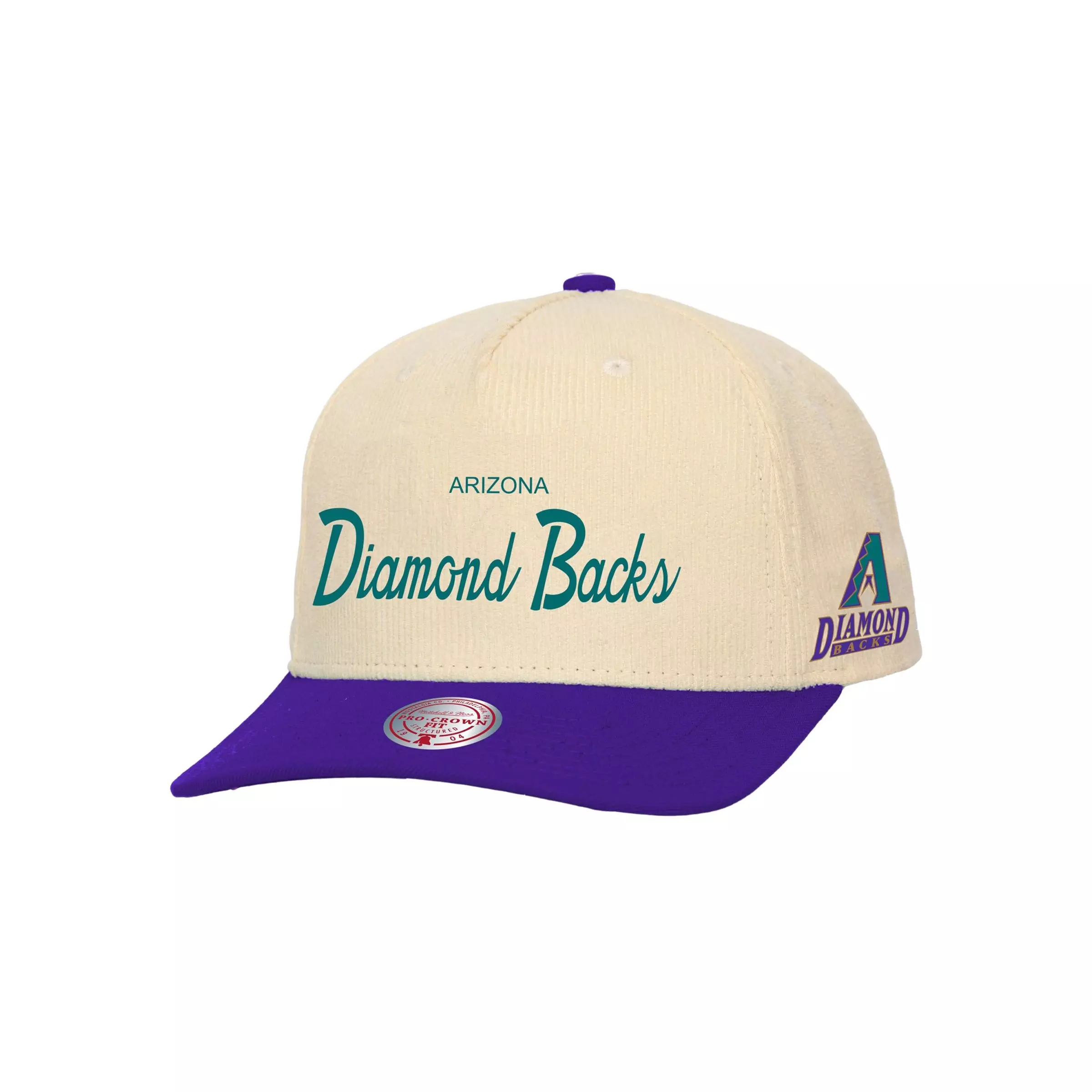 Mitchell & Ness MLB Arizona Diamondbacks Cord Up Pro Crown Snapback Hat - CREAM