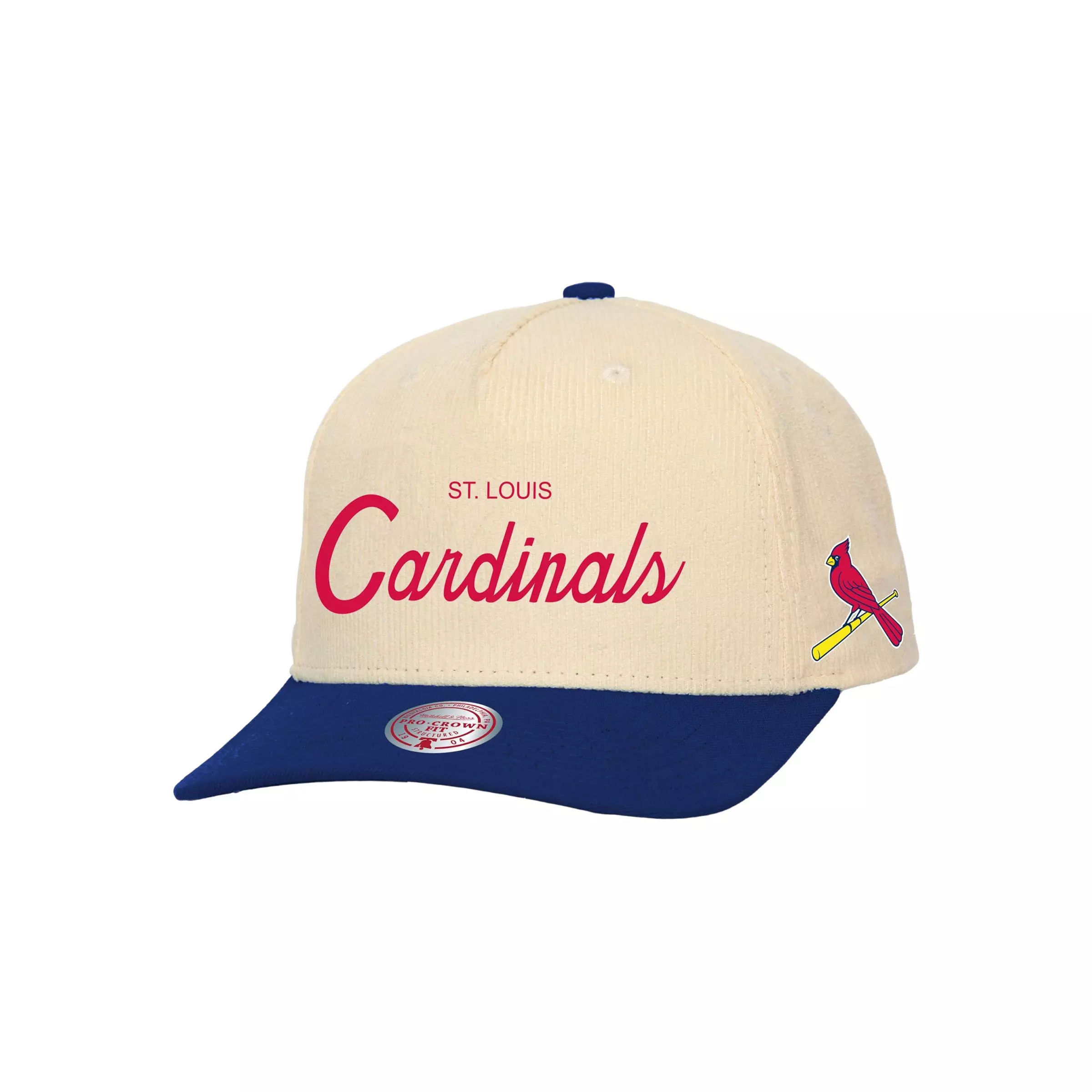 Mitchell & Ness MLB St. Louis Cardinals Cord Up Pro Crown Snapback Hat - CREAM