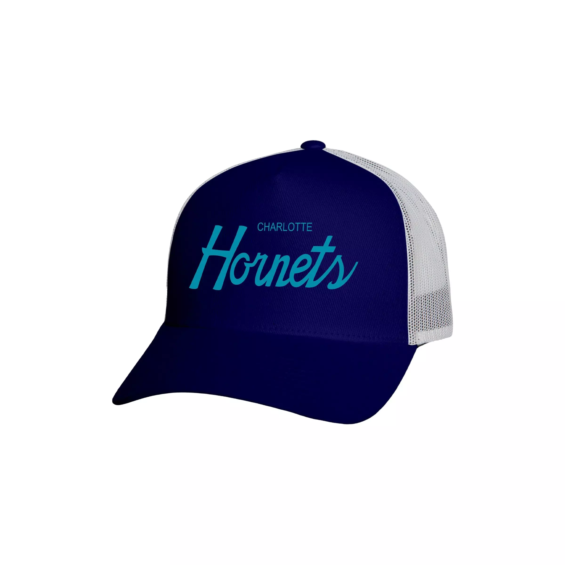 Mitchell & Ness Charlotte Hornets NBA Script Trucker Snapback-Purple - PURPLE