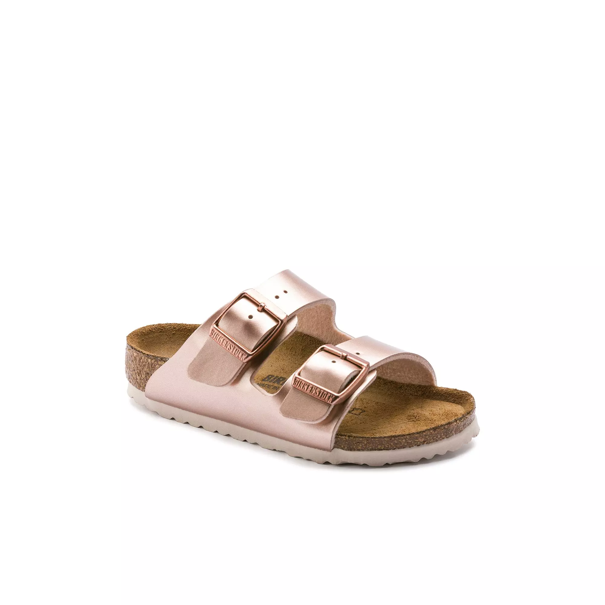 Birkenstock Arizona Birko-Flor "Metallic Rose Gold" Toddler Girls' Sandal - PINK