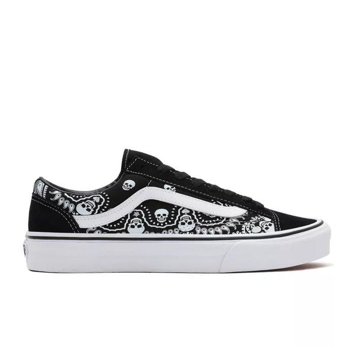 vans style 36 bandana black & white skate shoes