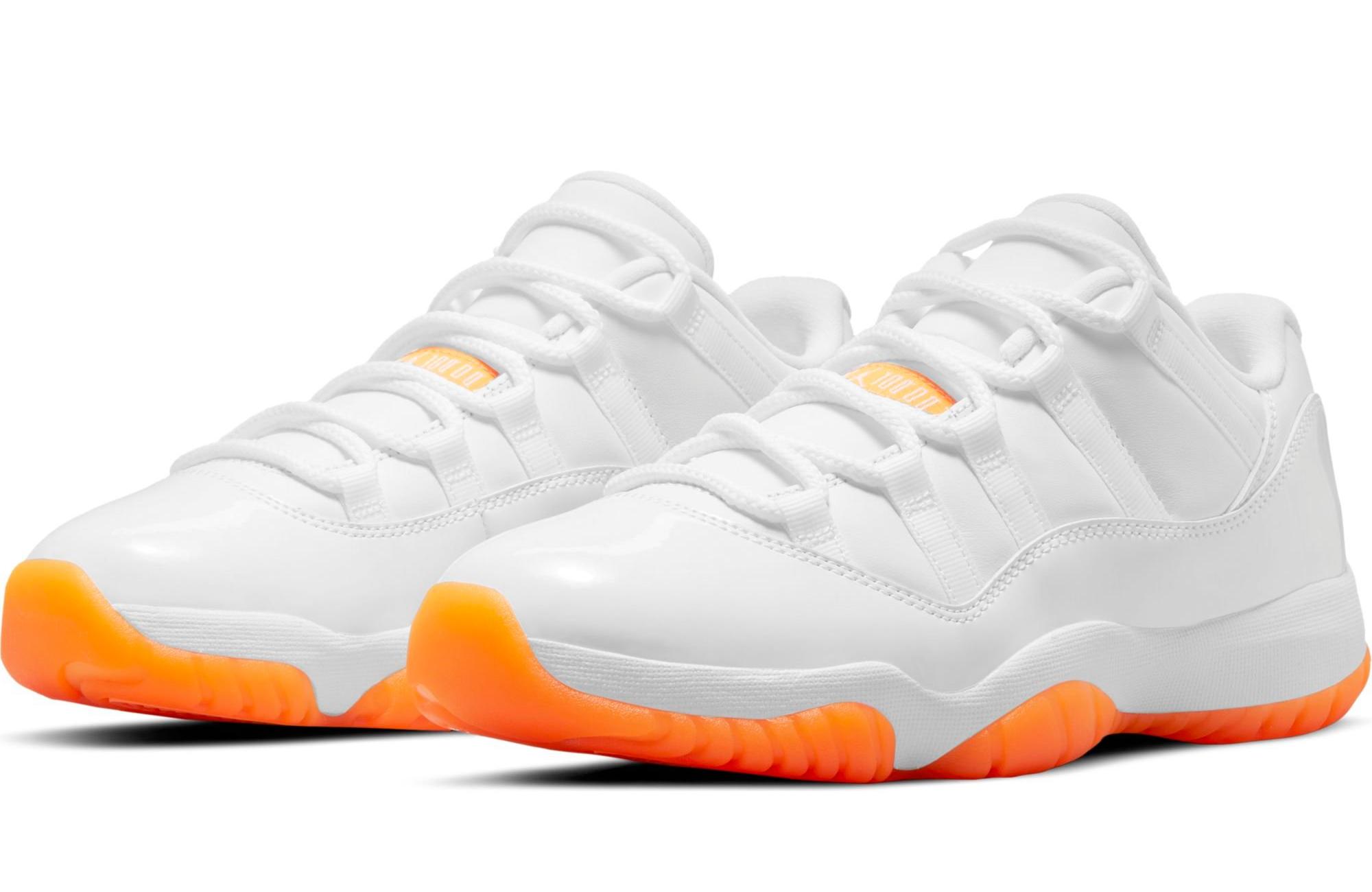 Orange and 2025 white jordans 11