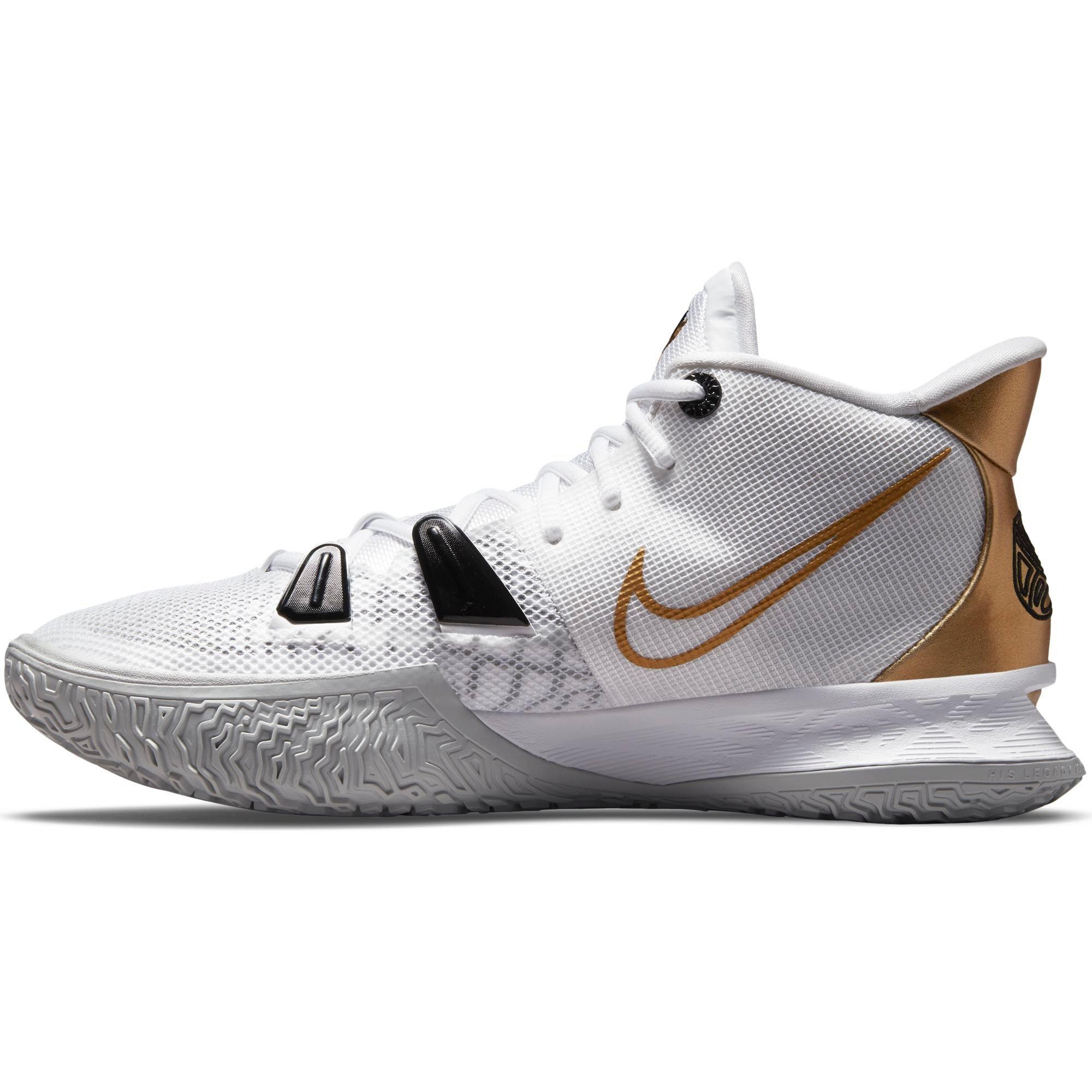 Kyrie irving shoes white best sale and gold