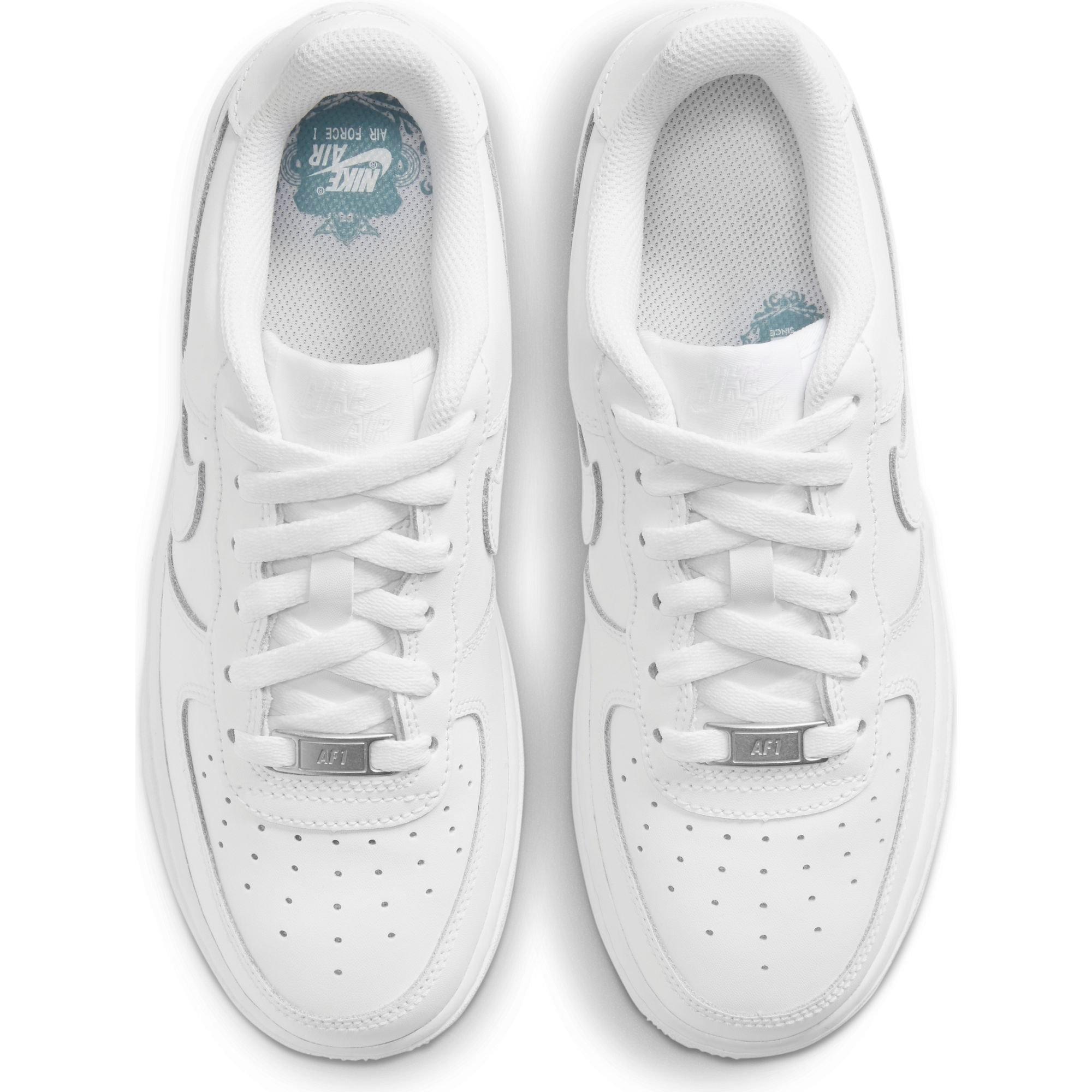 Nike Air Force 1 LE "White/White" Grade School Kids' Shoe - WHITE Thumbnail View 9