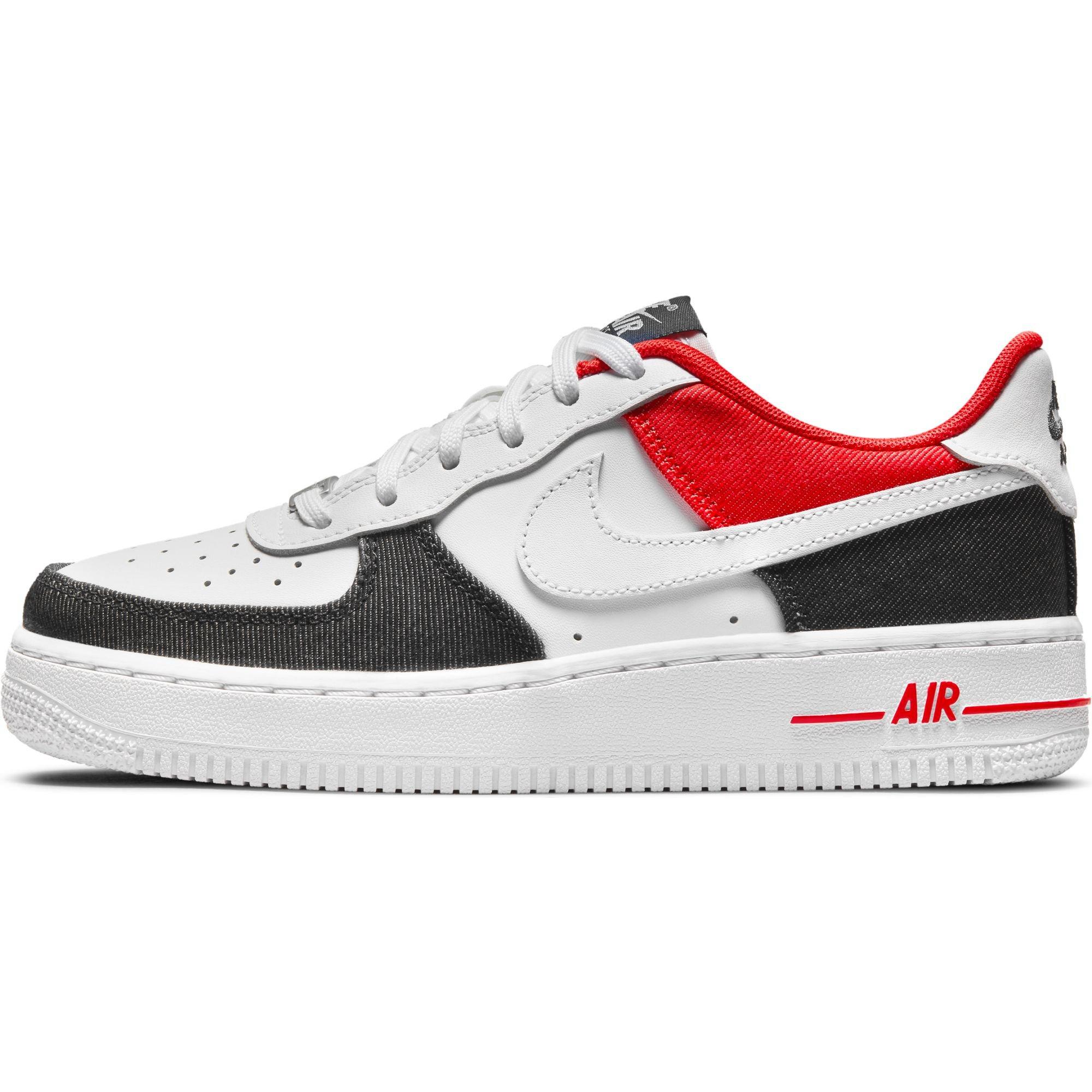 Nike Air Force 1 LV8 White/Black/Habanero Red/White Grade School Boys'  Shoe - Hibbett