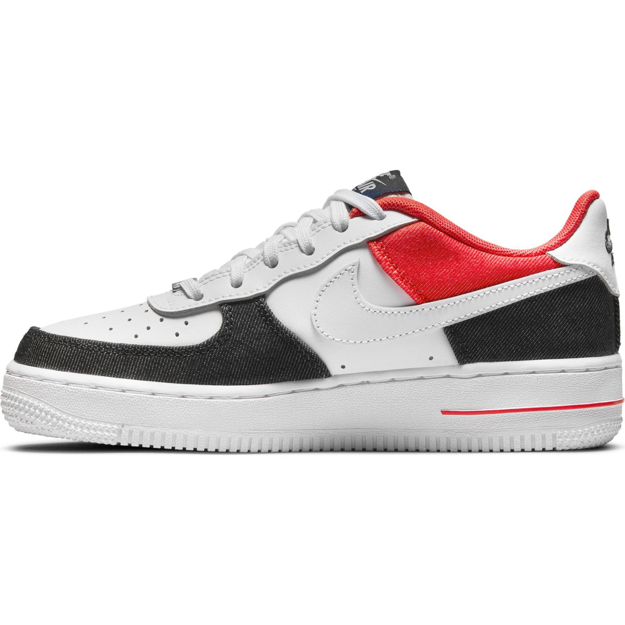 Nike Grade School Air Force 1 Emb - Black / Chile Red / Grey Fog – Kith