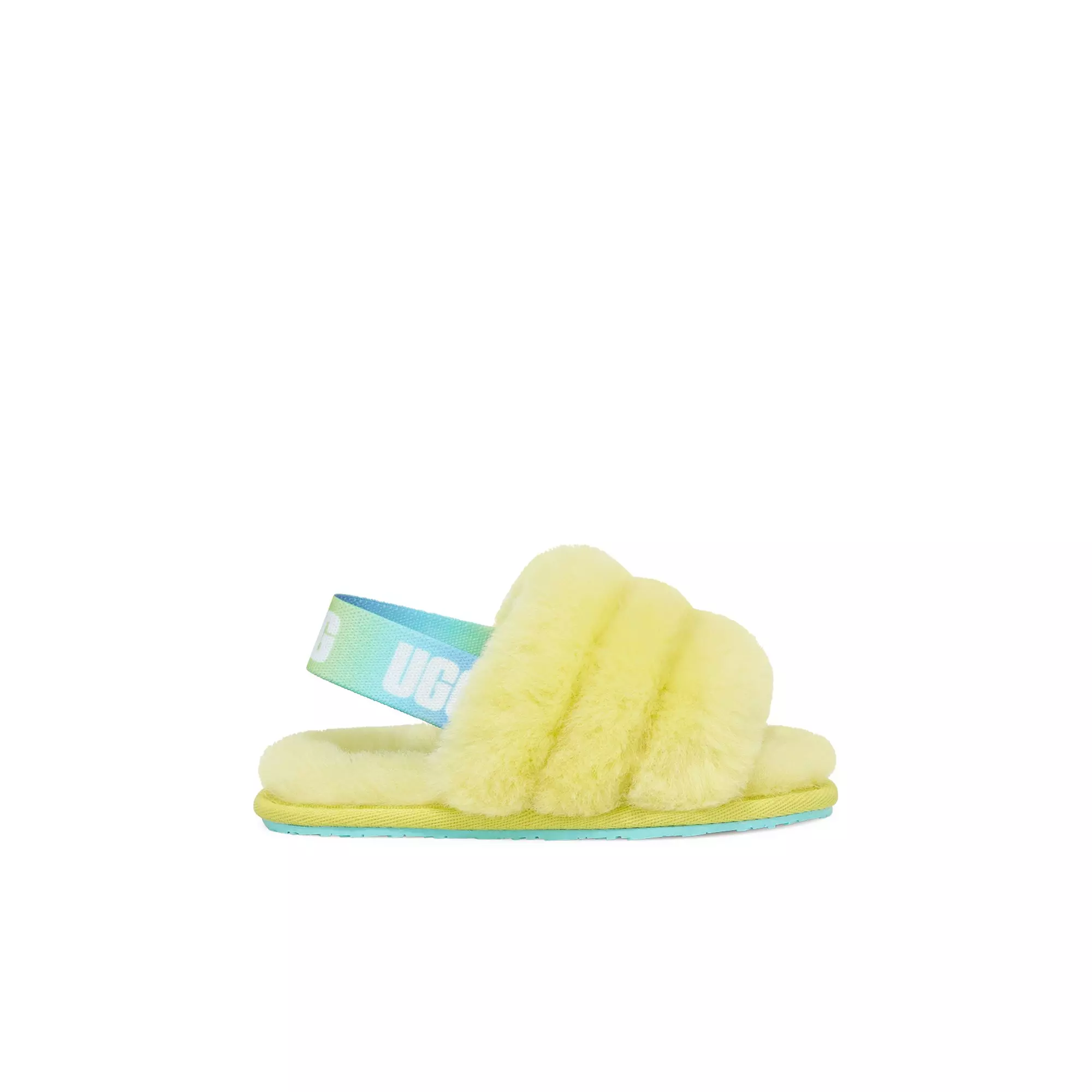 UGG Fluff Yeah "Pollen Yellow/Blue" Toddler Girls' Slide - YELLOW/BLUE