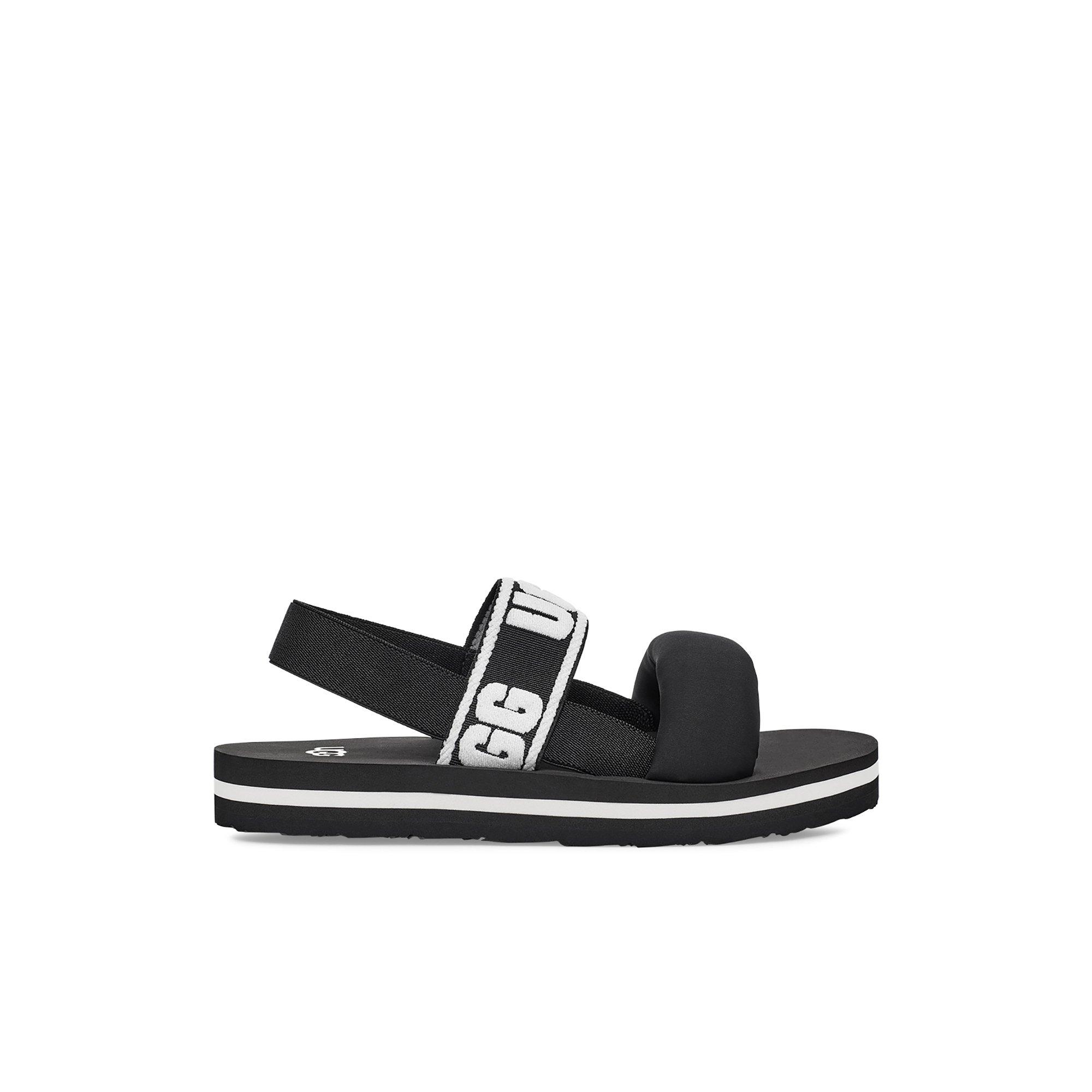 black and white ugg sandals