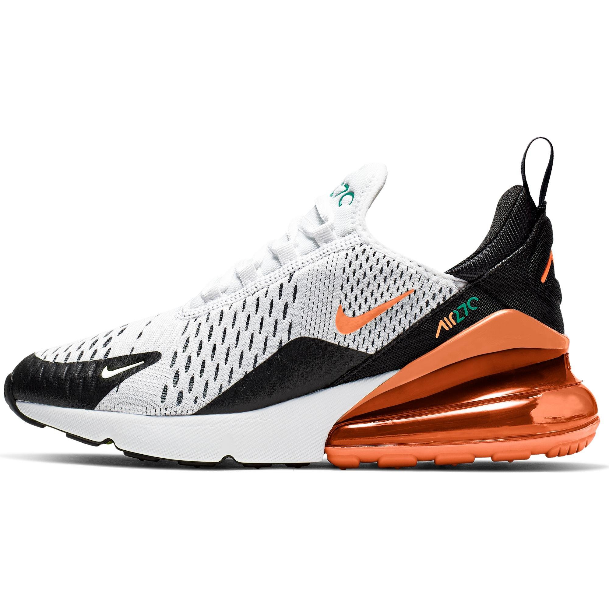 Nike Air Max 270 White/Turf Orange/Black Grade School Kids' Shoe