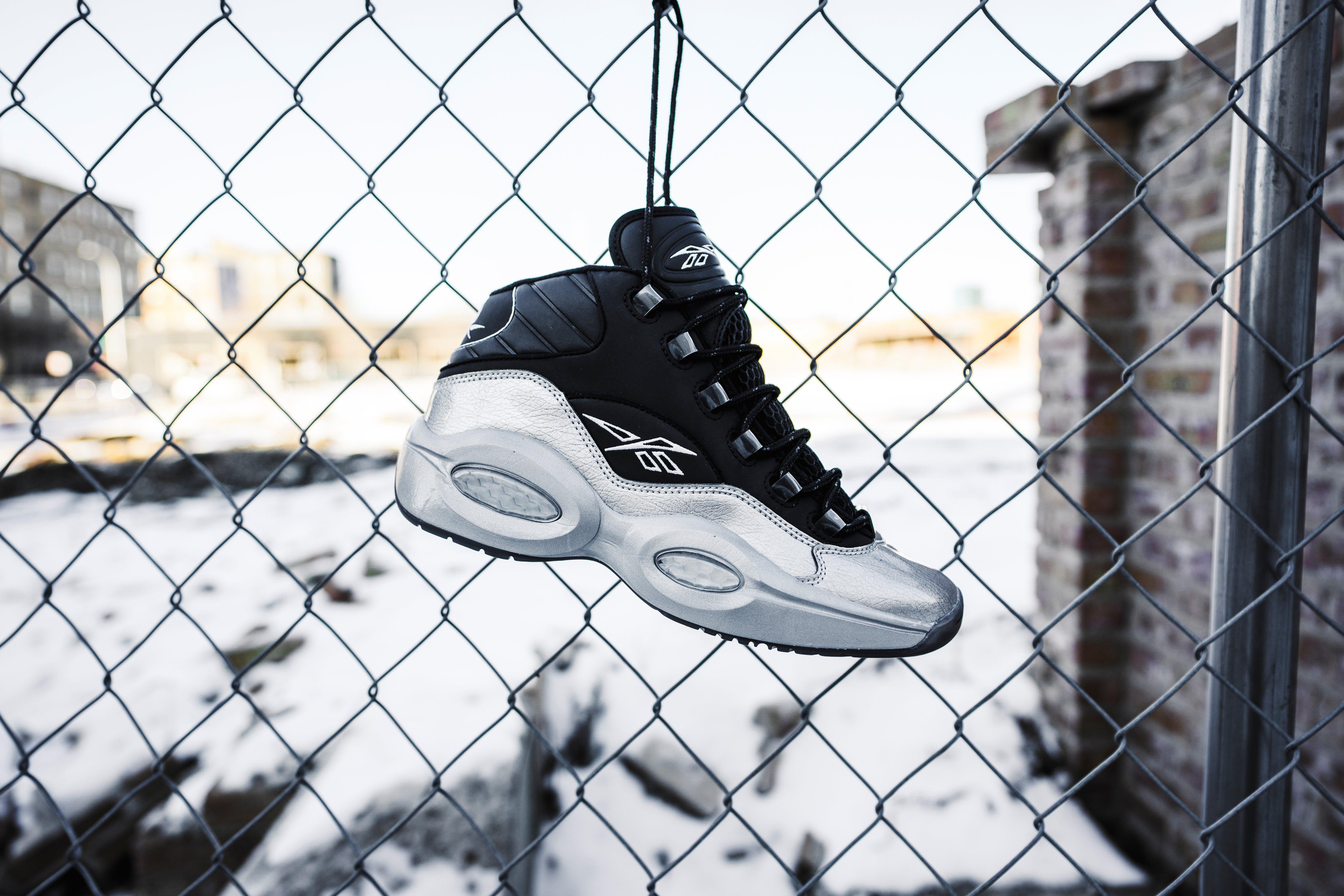 Reebok Question Mid i3 Motorsports Men's Shoes, Black/Silver, Size: 8