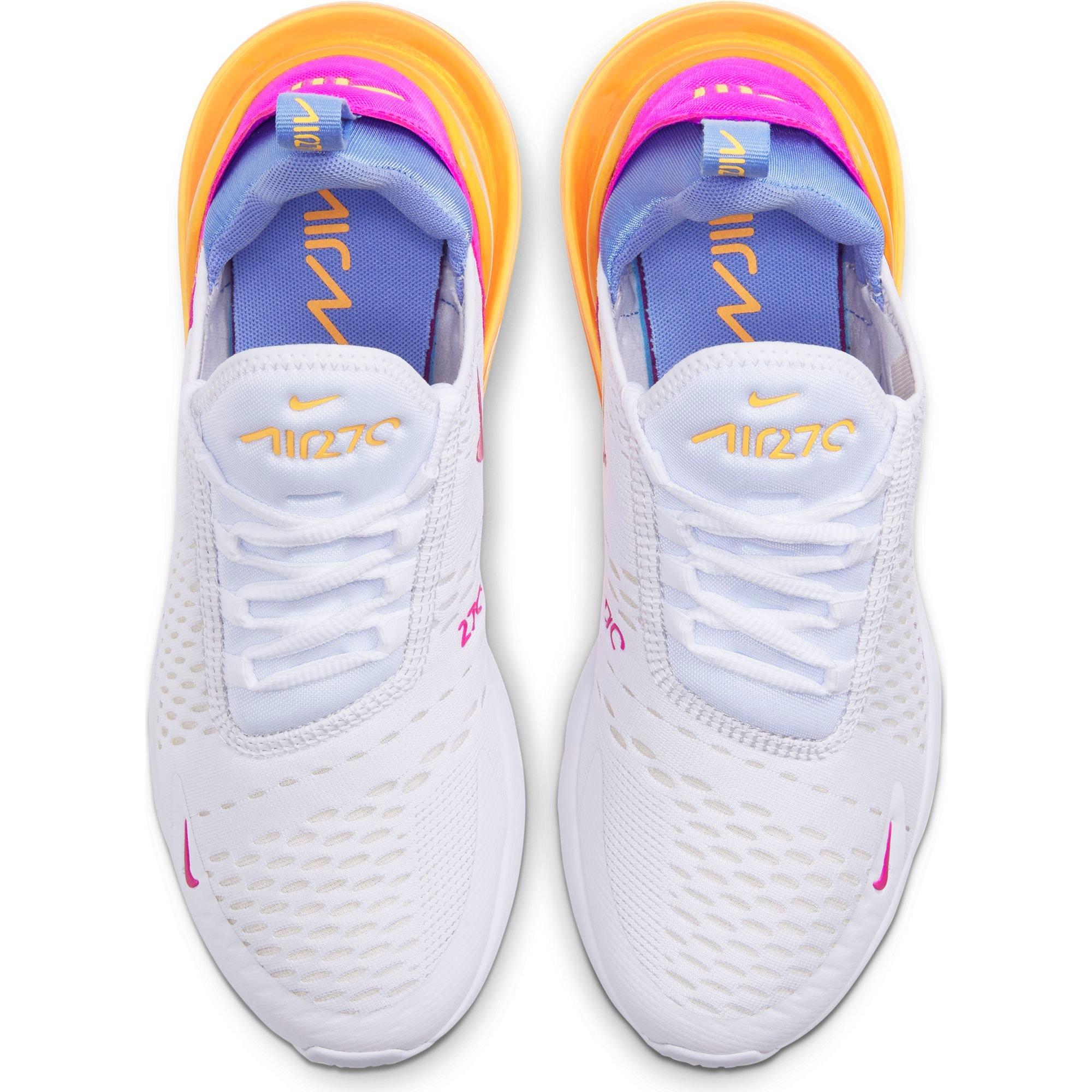 orange pink and blue air max 270