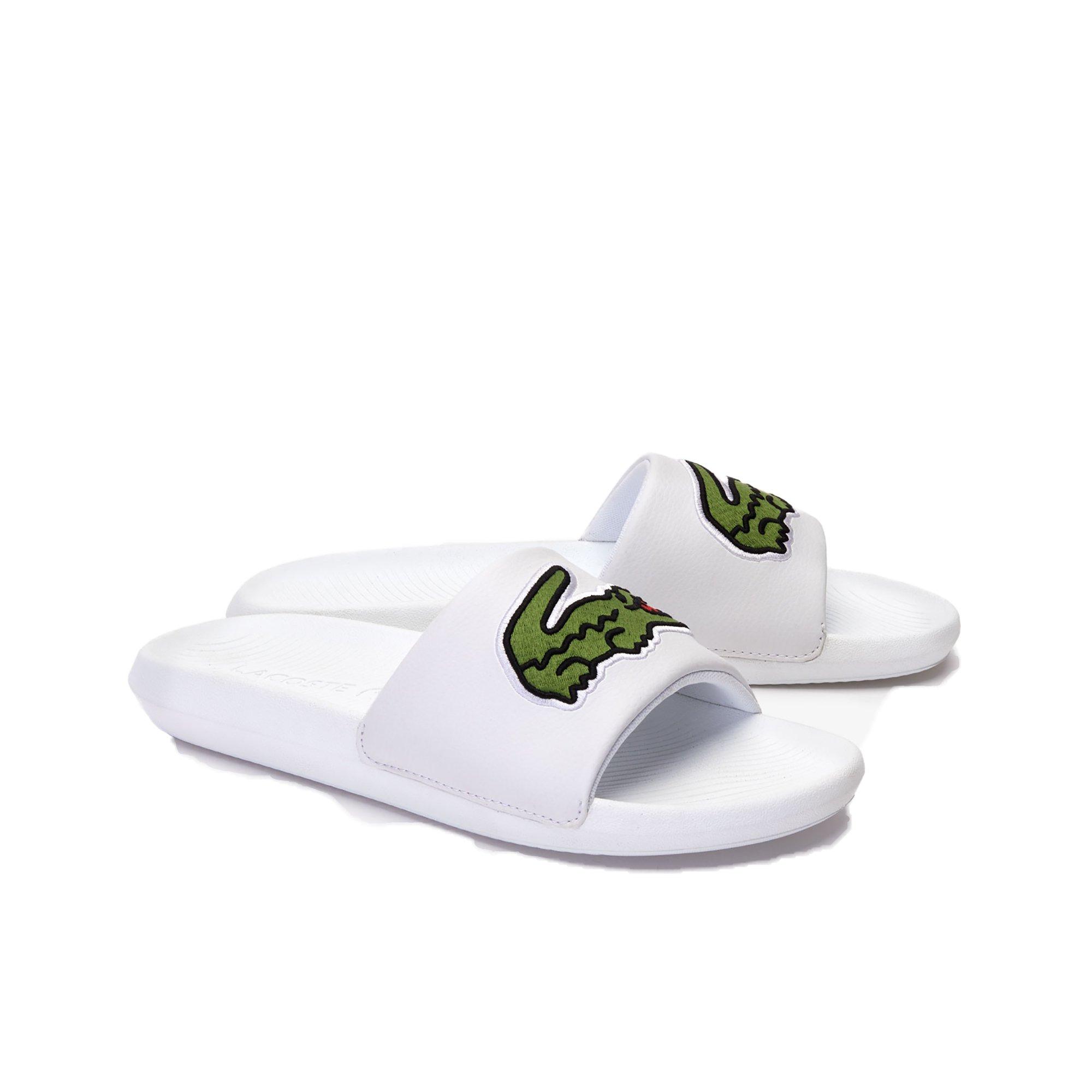 green lacoste slippers