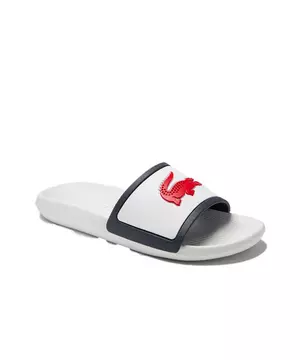 Lacoste Croco Strap Synthetic "White/Red/Navy" Men's Slide