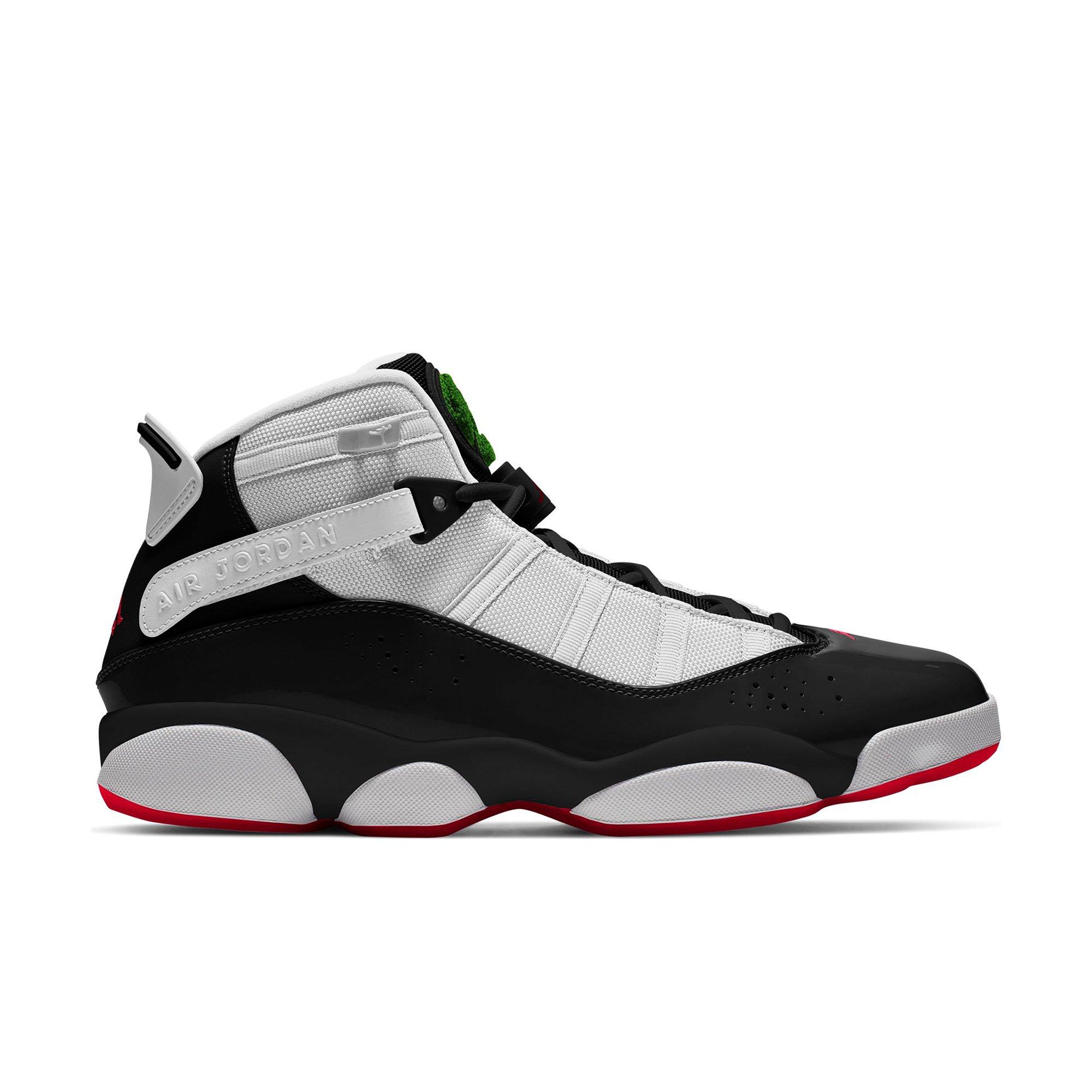 Jordan 6 rings black red hot sale and white