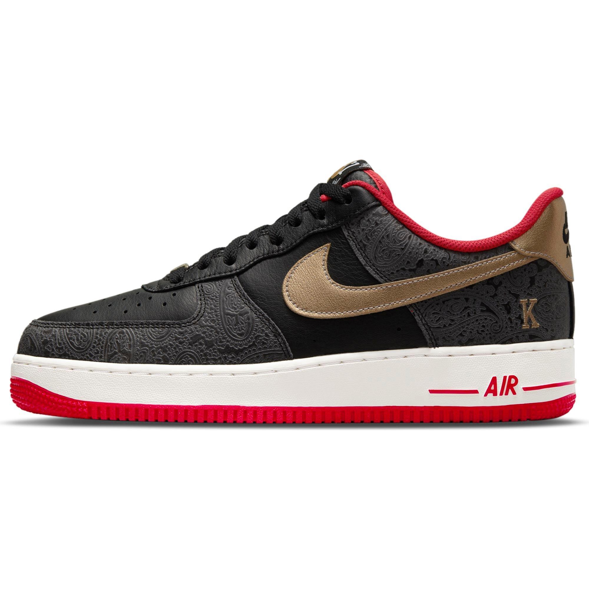 Nike Air Force 1 LX Black/Metallic Gold/University Red Men's