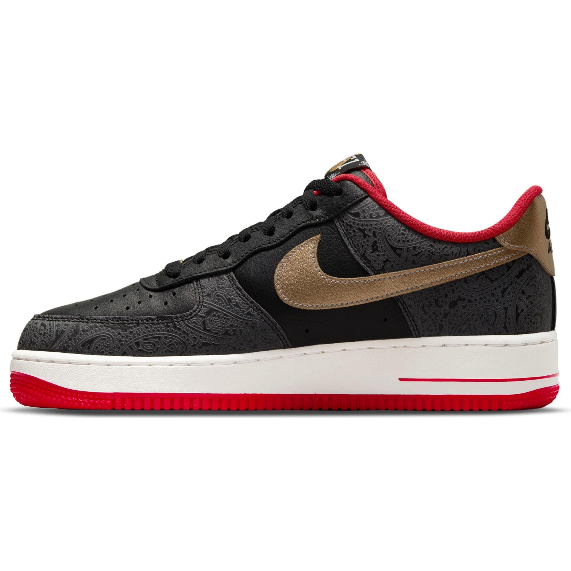 Air force 1s on sale red and black