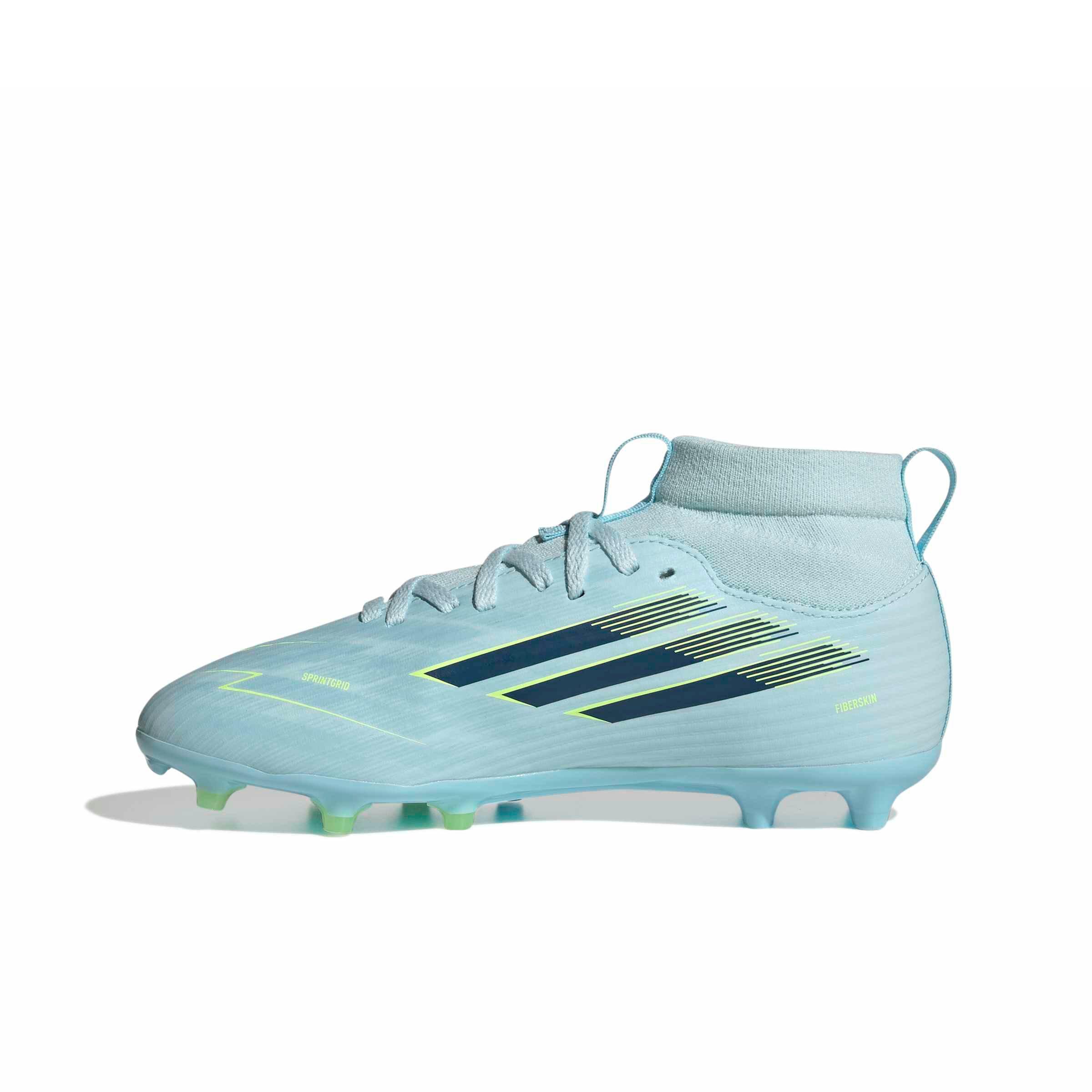adidas F50 Sparkfusion League Mid Cut FG "Blue/Dusky/Hi-Res Yellow" Grade School Kids' Soccer Cleat - BLUE/DUSKY/YELLOW Thumbnail View 2