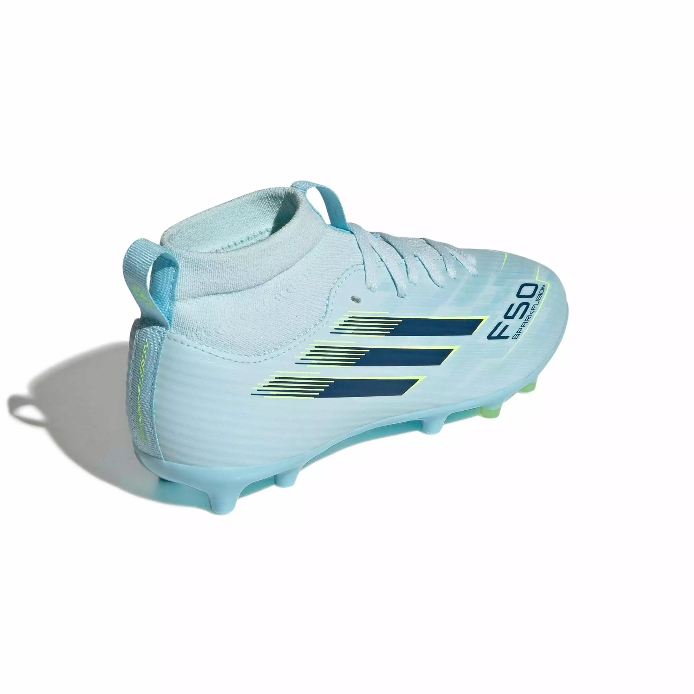 adidas F50 Sparkfusion League Mid Cut FG "Blue/Dusky/Hi-Res Yellow" Grade School Kids' Soccer Cleat - BLUE/DUSKY/YELLOW