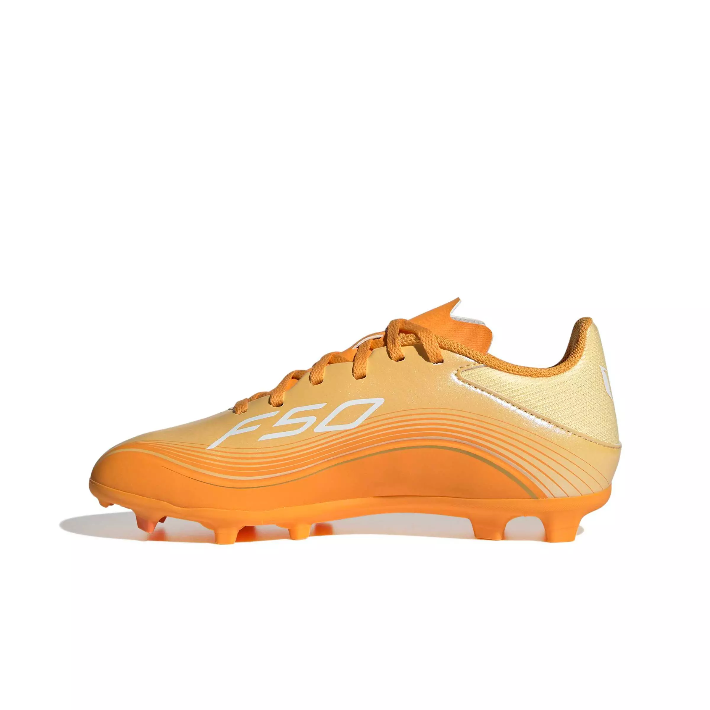 adidas F50 Messi League FG "Ice Tangerine/Gold/Pure Tangerine" Grade School Kids' Soccer Cleat - TANGERINE/GOLD/TANGERINE