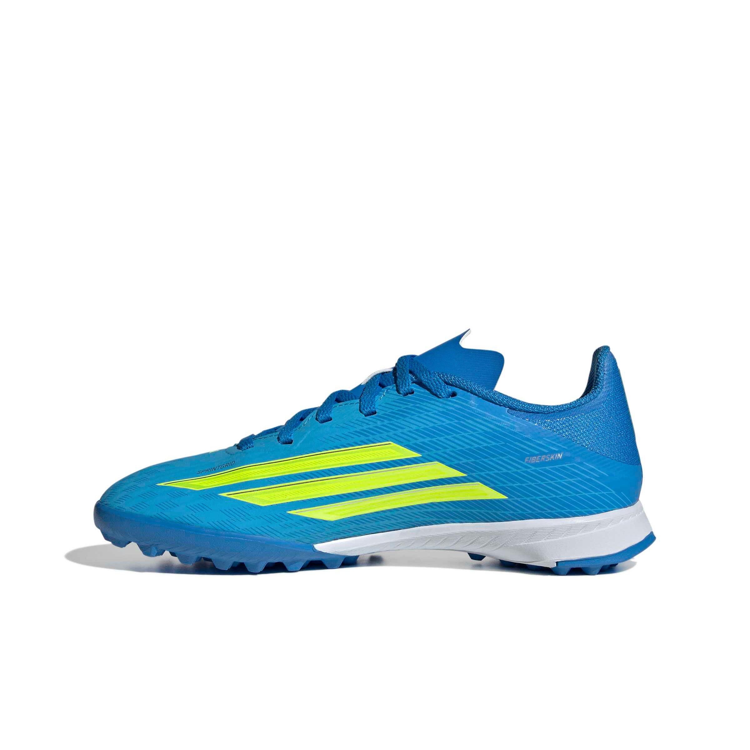 adidas F50 League Turf "Lucid Ray Blue/Yellow 2/Lucid Aquamarine" Grade School Kids' Soccer Shoe - BLUE/YELLOW/AQUAMARINE Thumbnail View 2