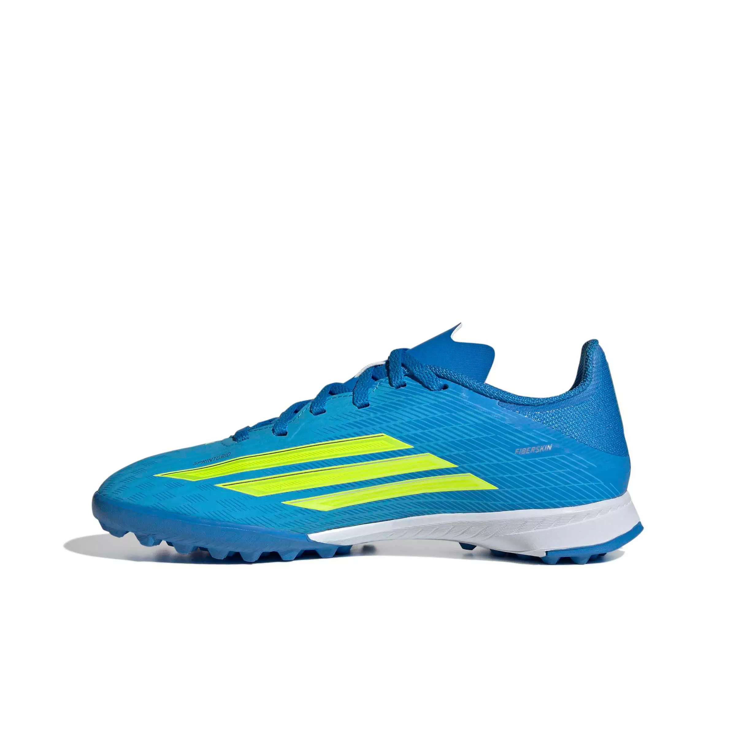 adidas F50 League Turf "Lucid Ray Blue/Yellow 2/Lucid Aquamarine" Grade School Kids' Soccer Shoe - BLUE/YELLOW/AQUAMARINE