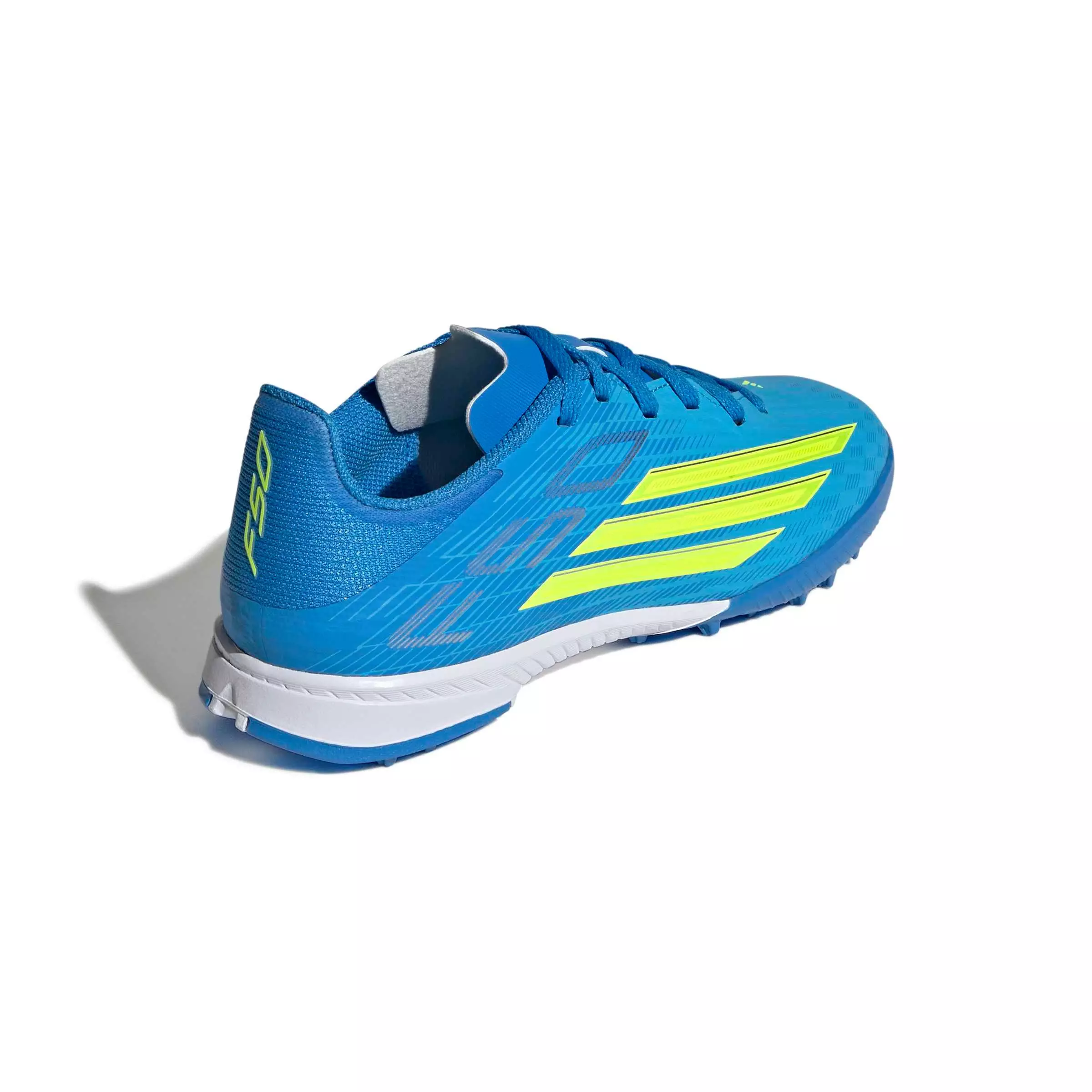 adidas F50 League Turf "Lucid Ray Blue/Yellow 2/Lucid Aquamarine" Grade School Kids' Soccer Shoe - BLUE/YELLOW/AQUAMARINE
