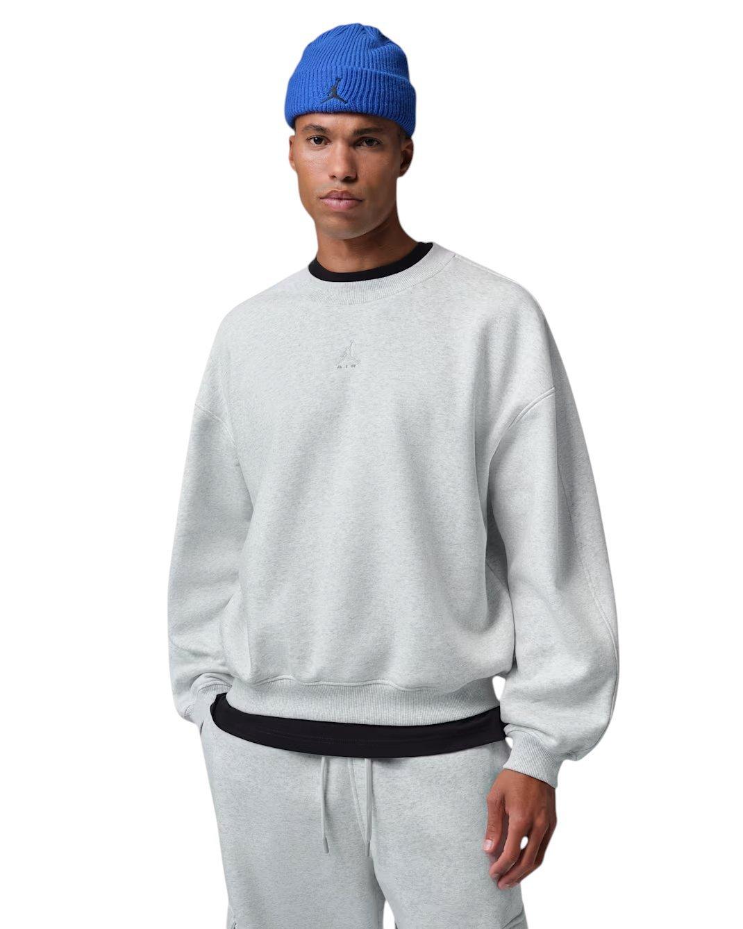 Jordan Men's Brooklyn Oversized Fleece Crew-Neck Sweatshirt - Grey - GREY
