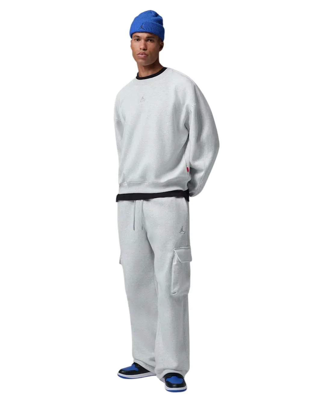 Jordan Men's Brooklyn Oversized Fleece Crew-Neck Sweatshirt - Grey - GREY