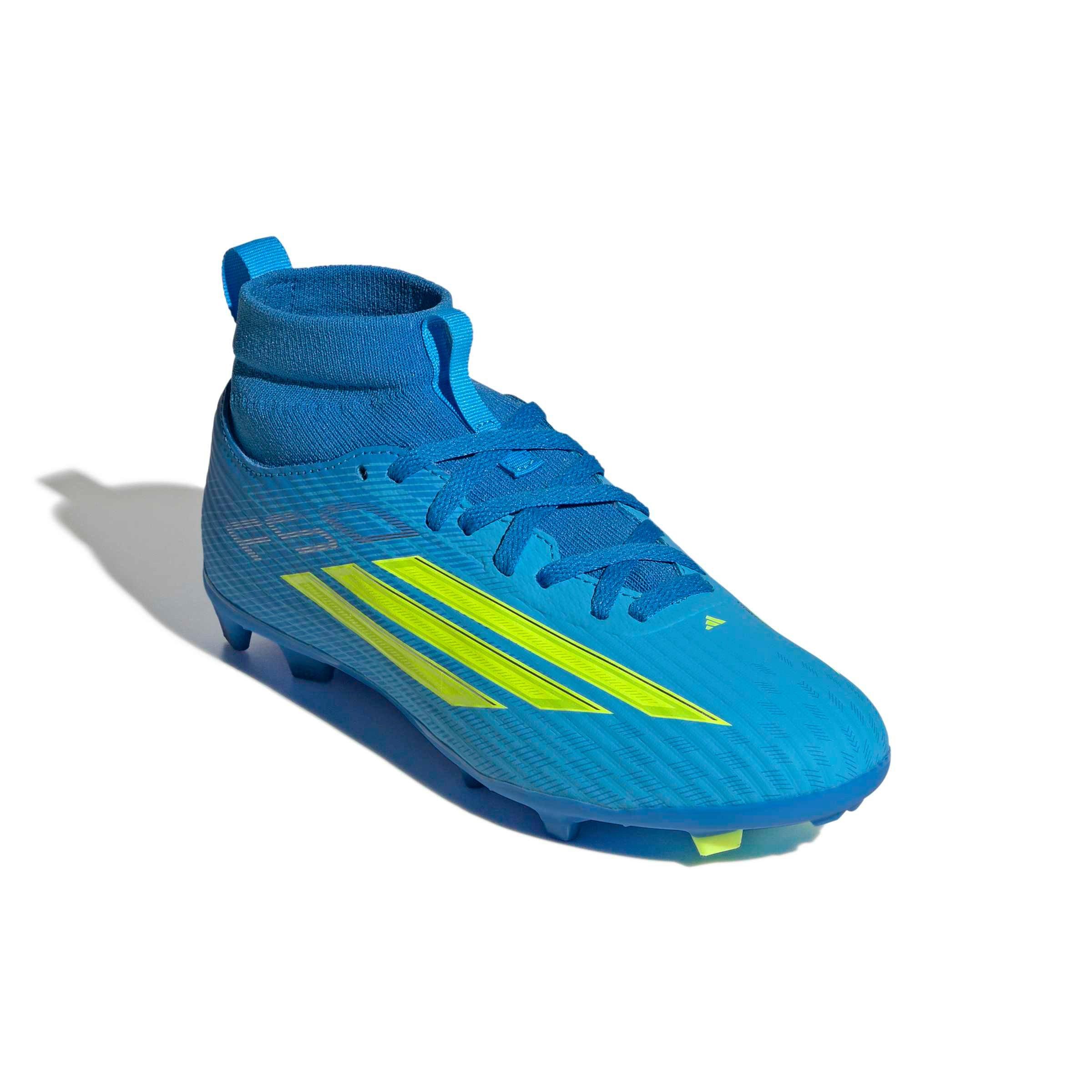 adidas F50 League MC FG Grade School Kids' "Lucid Ray Blue/Yellow 2/Lucid Aquamarine" Soccer Cleat