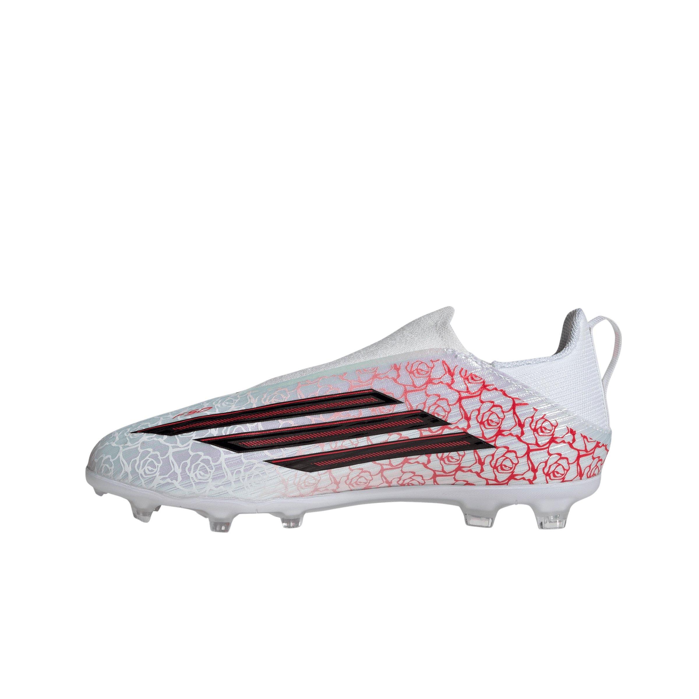 adidas F50 League Laceless FG Grade School Kids' "Ftwr White/Core Black/Lucid Red" Soccer Cleat