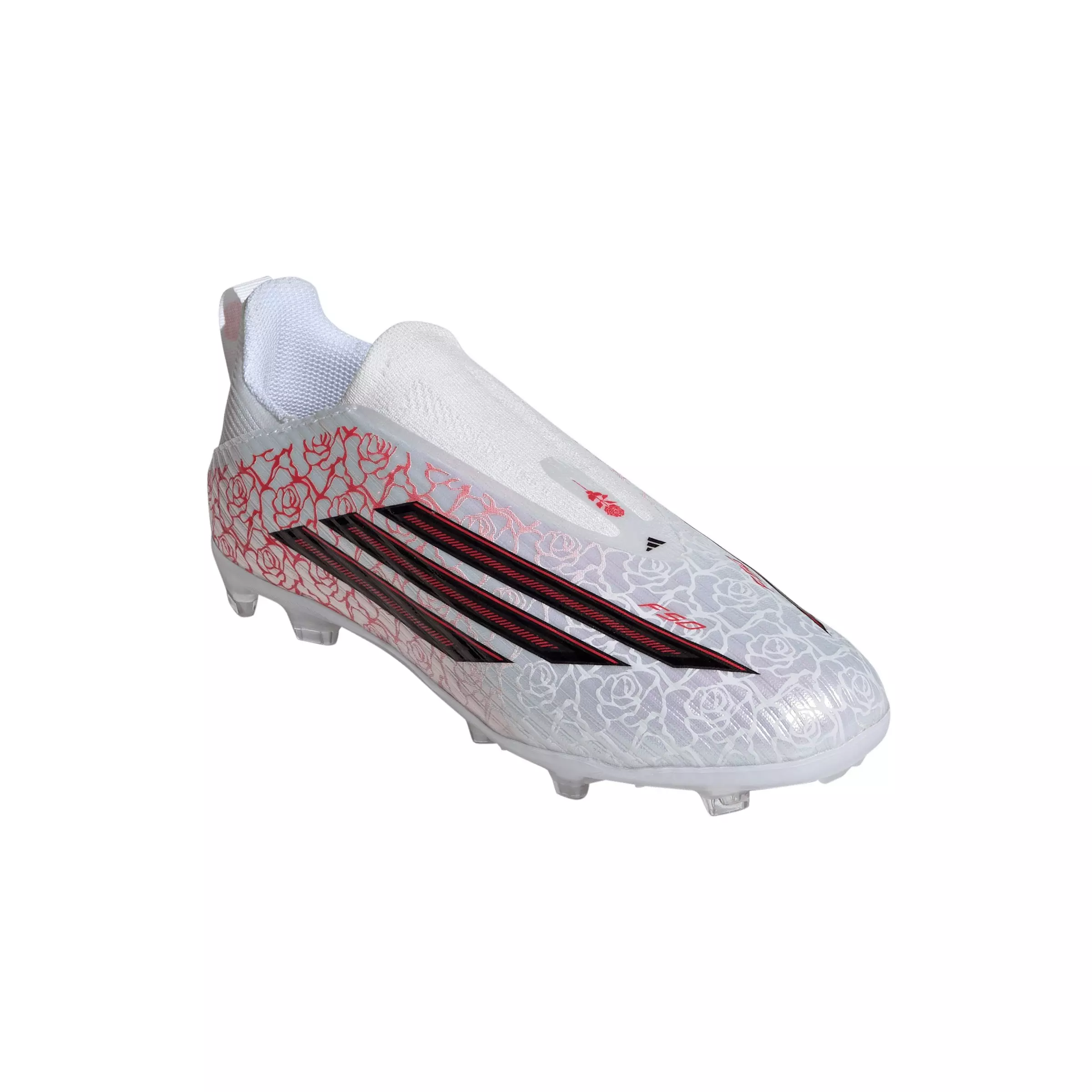 adidas F50 League Laceless FG "Ftwr White/Core Black/Lucid Red" Grade School Kids' Soccer Cleat - WHITE/BLACK/RED