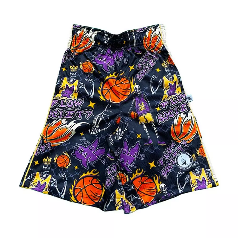 Flow Society Big Boys' Skeleton Hoops Shorts - Black - BLACK