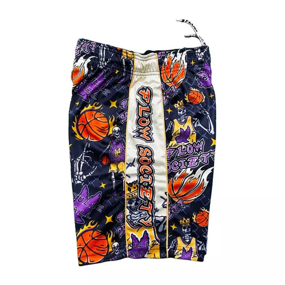 Flow Society Big Boys' Skeleton Hoops Shorts - Black - BLACK