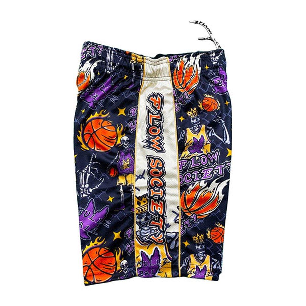 Flow Society Skeleton Hoops Big Boys' Black Attack Shorts
