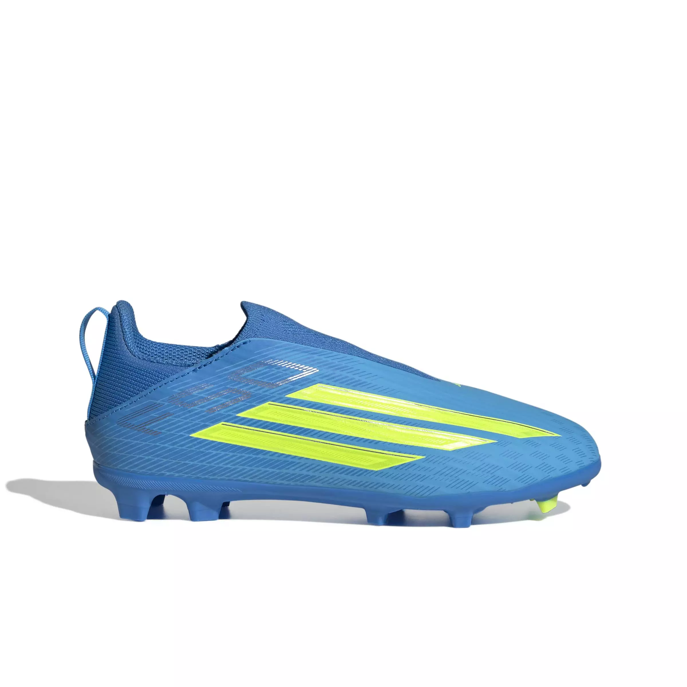 adidas F50 League Laceless FG "Lucid Ray Blue/Yellow 2/Aquamarine" Grade School Kids' Soccer Cleat - BLUE/YELLOW/AQUAMARINE