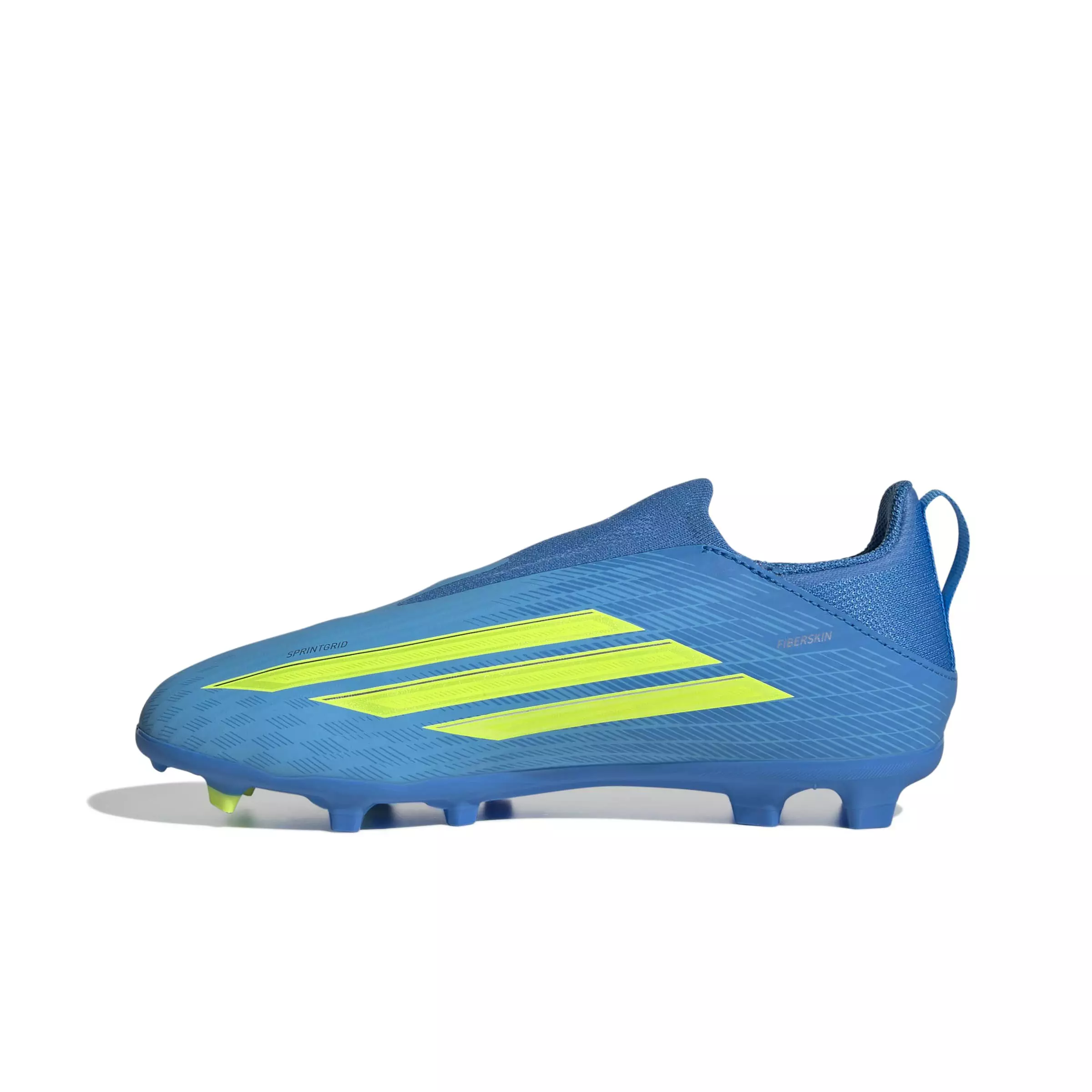 adidas F50 League Laceless FG "Lucid Ray Blue/Yellow 2/Aquamarine" Grade School Kids' Soccer Cleat - BLUE/YELLOW/AQUAMARINE