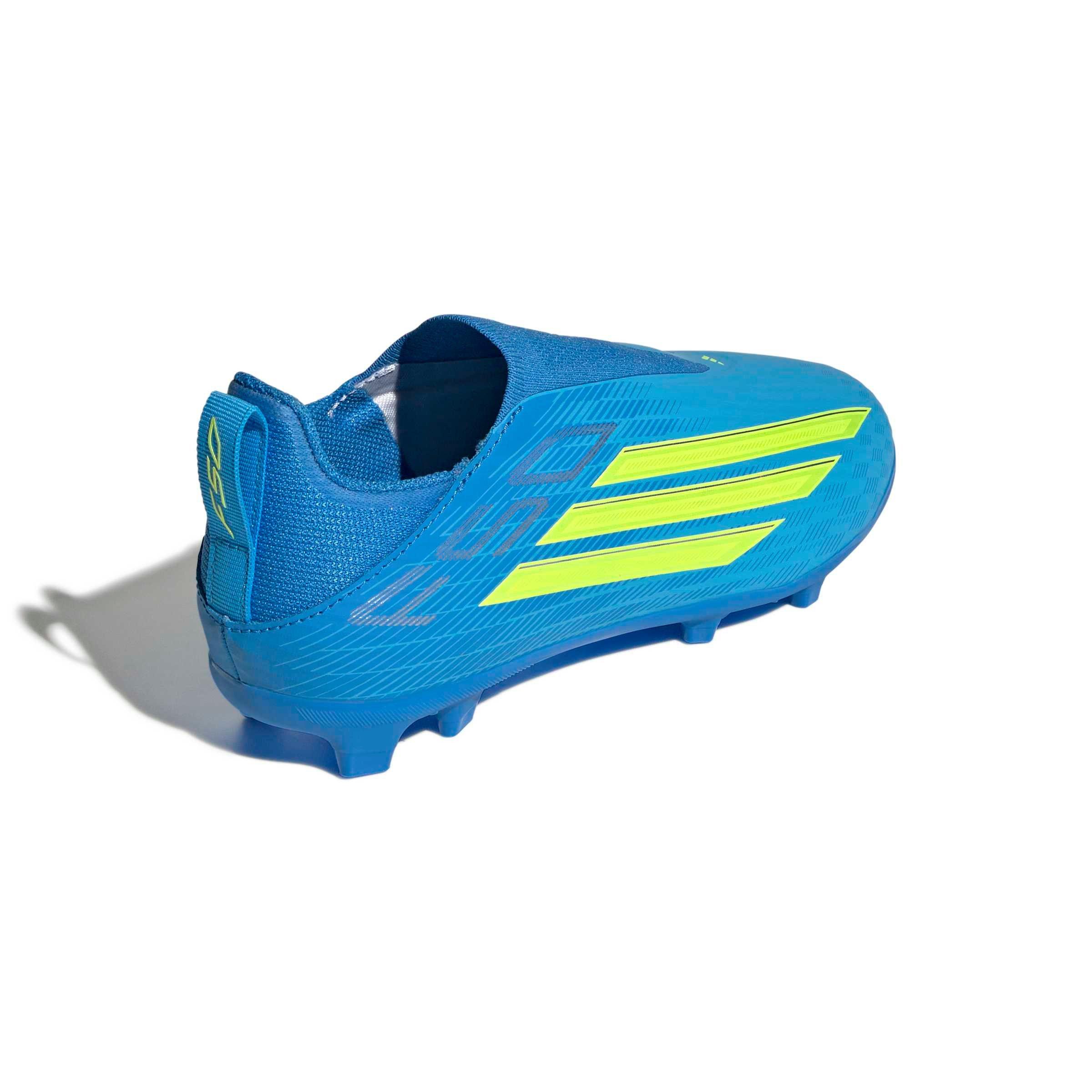 adidas F50 League Laceless FG Grade School Kids' "Lucid Ray Blue/Yellow 2/Aquamarine" Soccer Cleat