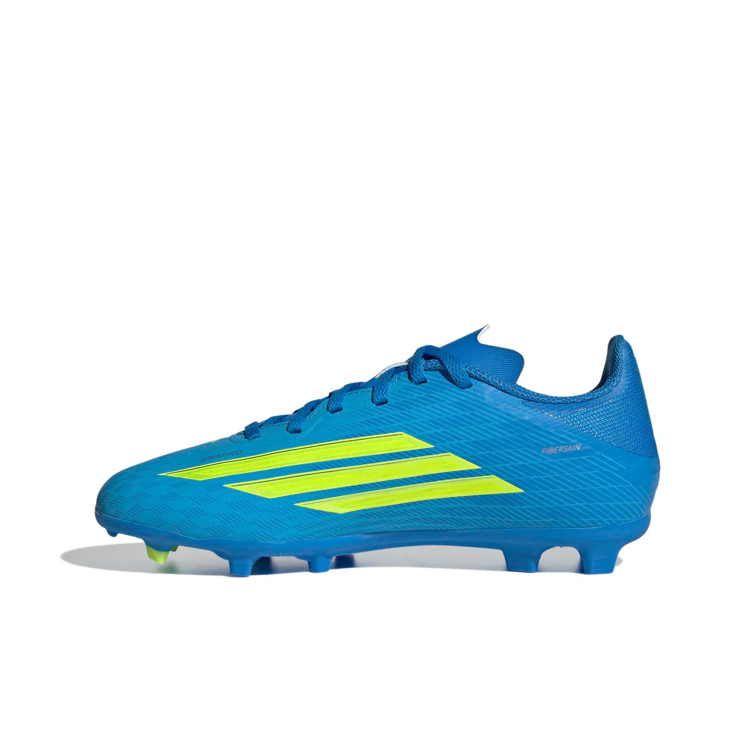 adidas F50 League FG "Lucid Ray Blue/Yellow 2/Lucid Aquamarine" Grade School Kids' Soccer Cleat - BLUE/YELLOW/AQUAMARINE Thumbnail View 2
