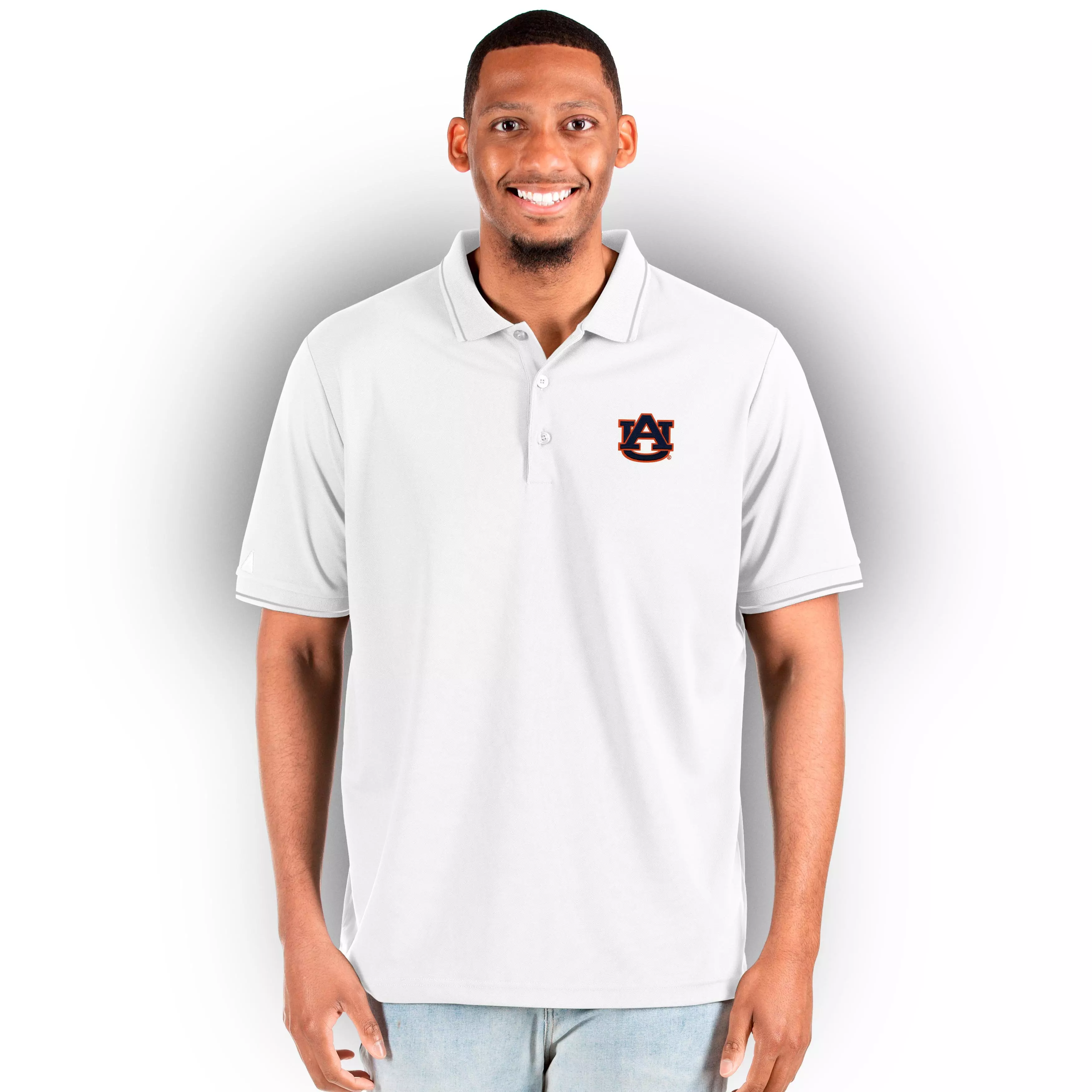 Antigua Men's Auburn Tigers Affluent Big & Tall Polo - WHITE/SILVER