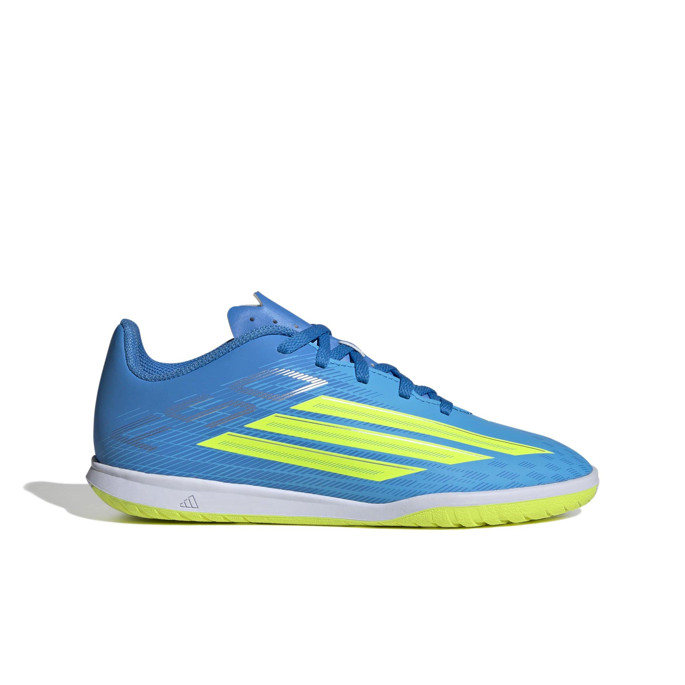adidas F50 Club Indoor Grade School Kids' "Lucid Ray Blue/Yellow 2/Lucid Aquamarine" Soccer Shoe