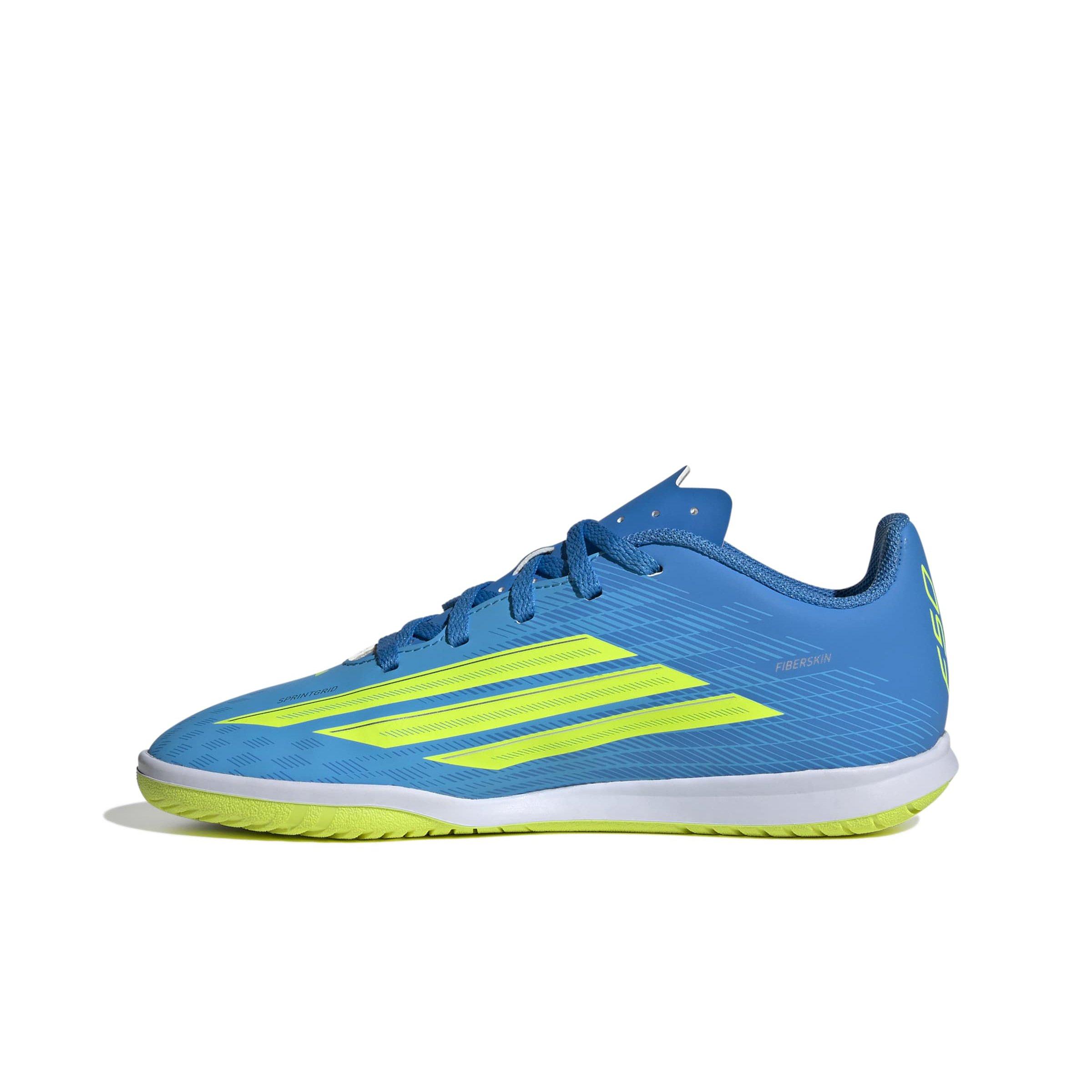adidas F50 Club Indoor Grade School Kids' "Lucid Ray Blue/Yellow 2/Lucid Aquamarine" Soccer Shoe
