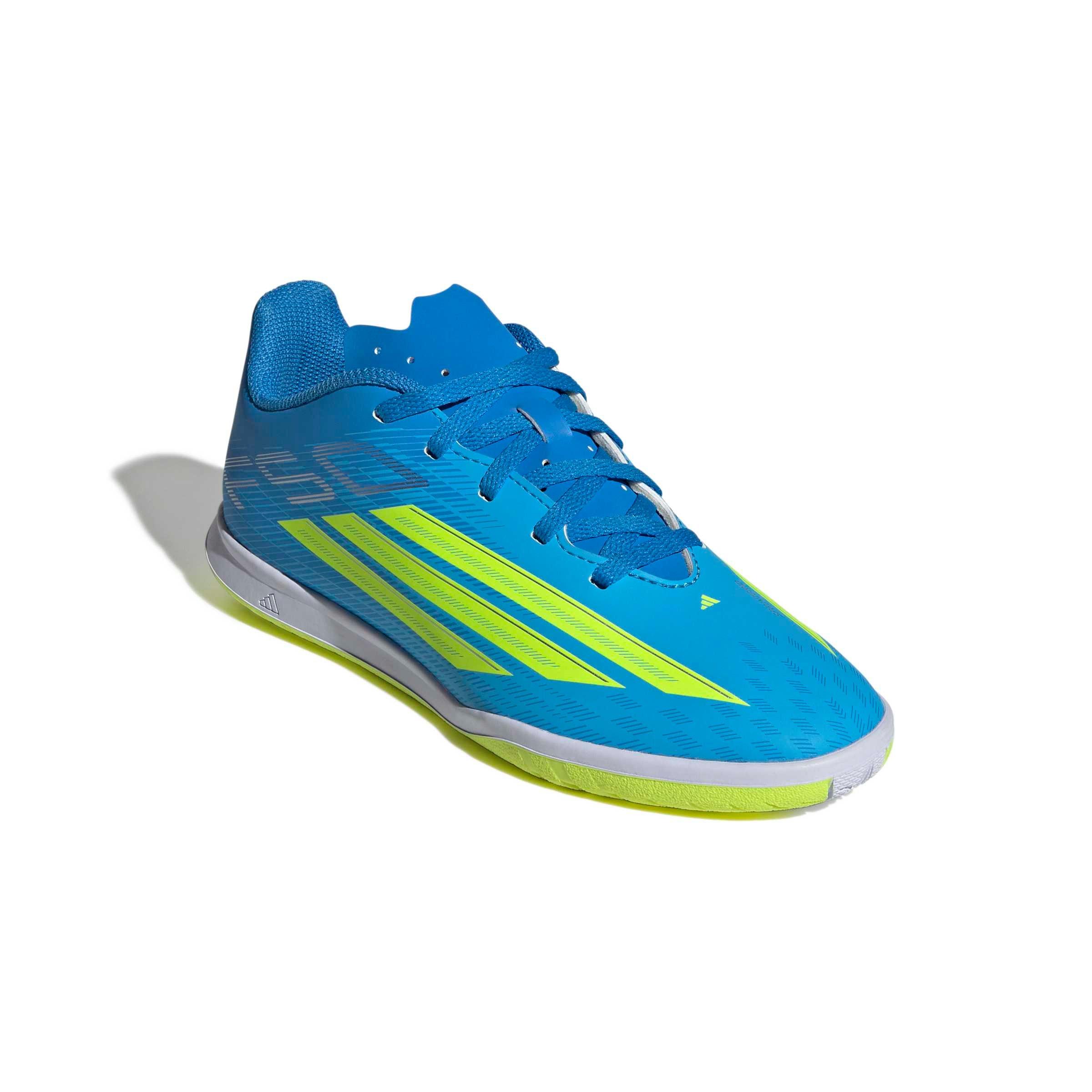 adidas F50 Club Indoor "Lucid Ray Blue/Yellow 2/Lucid Aquamarine" Grade School Kids' Soccer Shoe - BLUE/YELLOW/AQUAMARINE Thumbnail View 3
