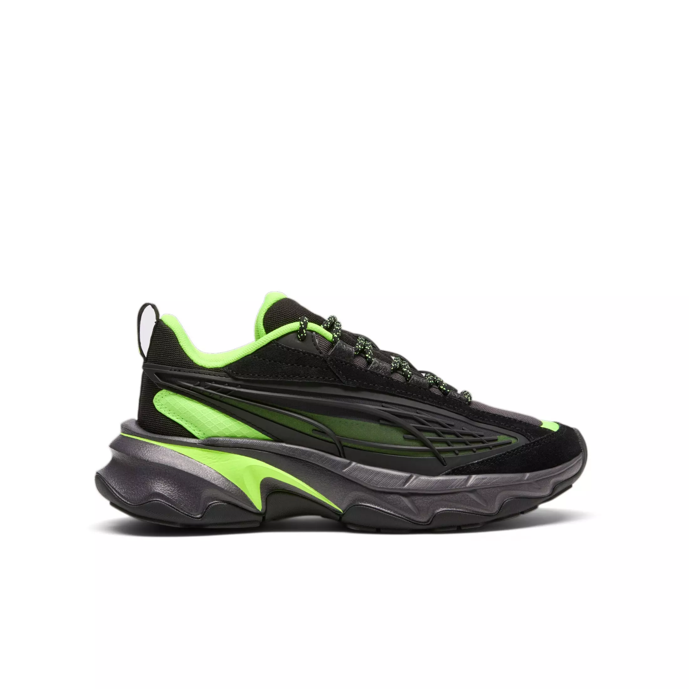 PUMA Carbon Particle JR "PUMA Black/Pro Green/Dark Coal" Grade School Boys' Shoe - BLACK/GREEN/DK COAL