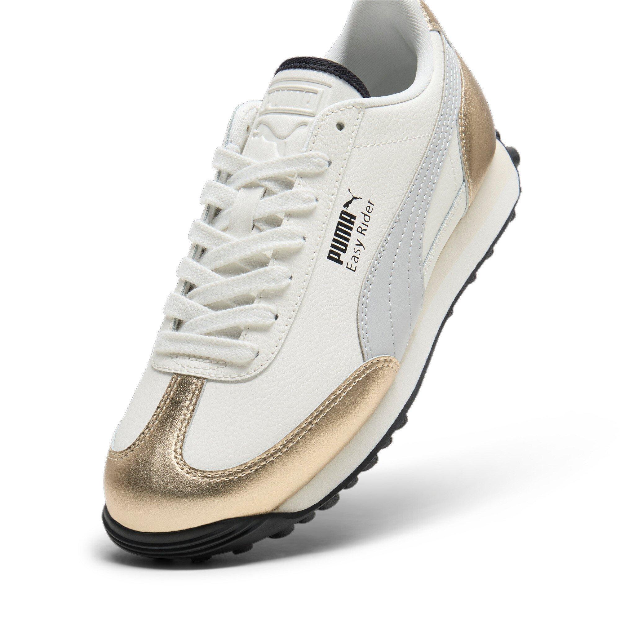 PUMA Easy Rider Mixed Metals JR Grade School Girls' "Warm White/Gold/Glacial Grey/Black" Shoe