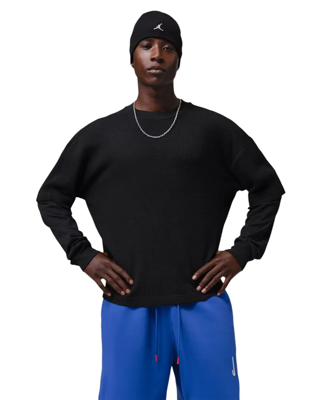 Jordan Men's Brooklyn Waffle Crew-Neck Sweatshirt - Black - BLACK