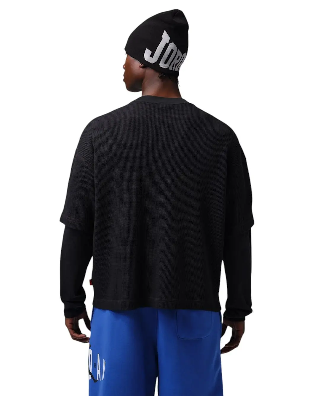 Jordan Men's Brooklyn Waffle Crew-Neck Sweatshirt - Black - BLACK