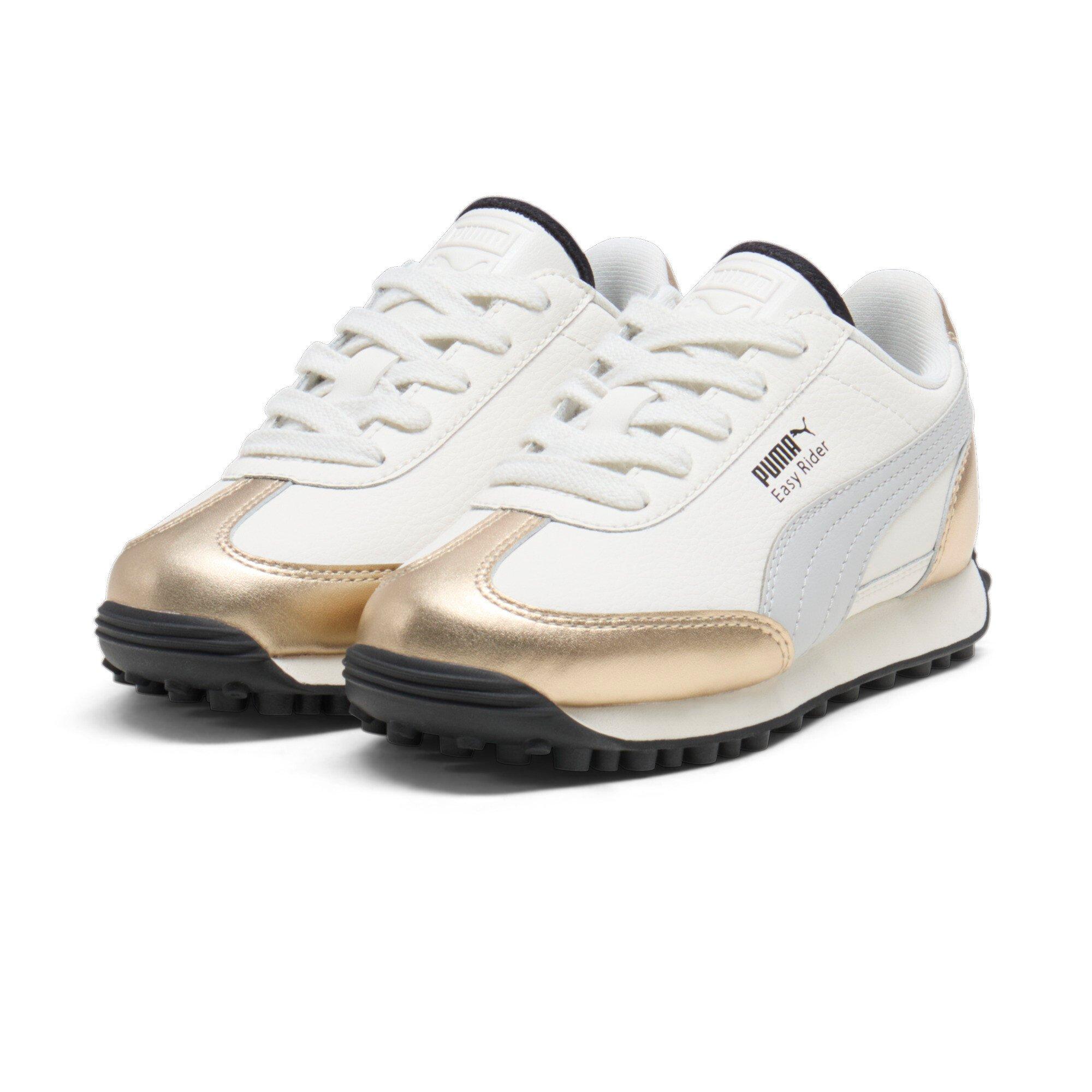 PUMA Easy Rider Mixed Metals Preschool Girls' "Warm White/PUMA Gold/Glacial Grey/PUMA Black" Shoe