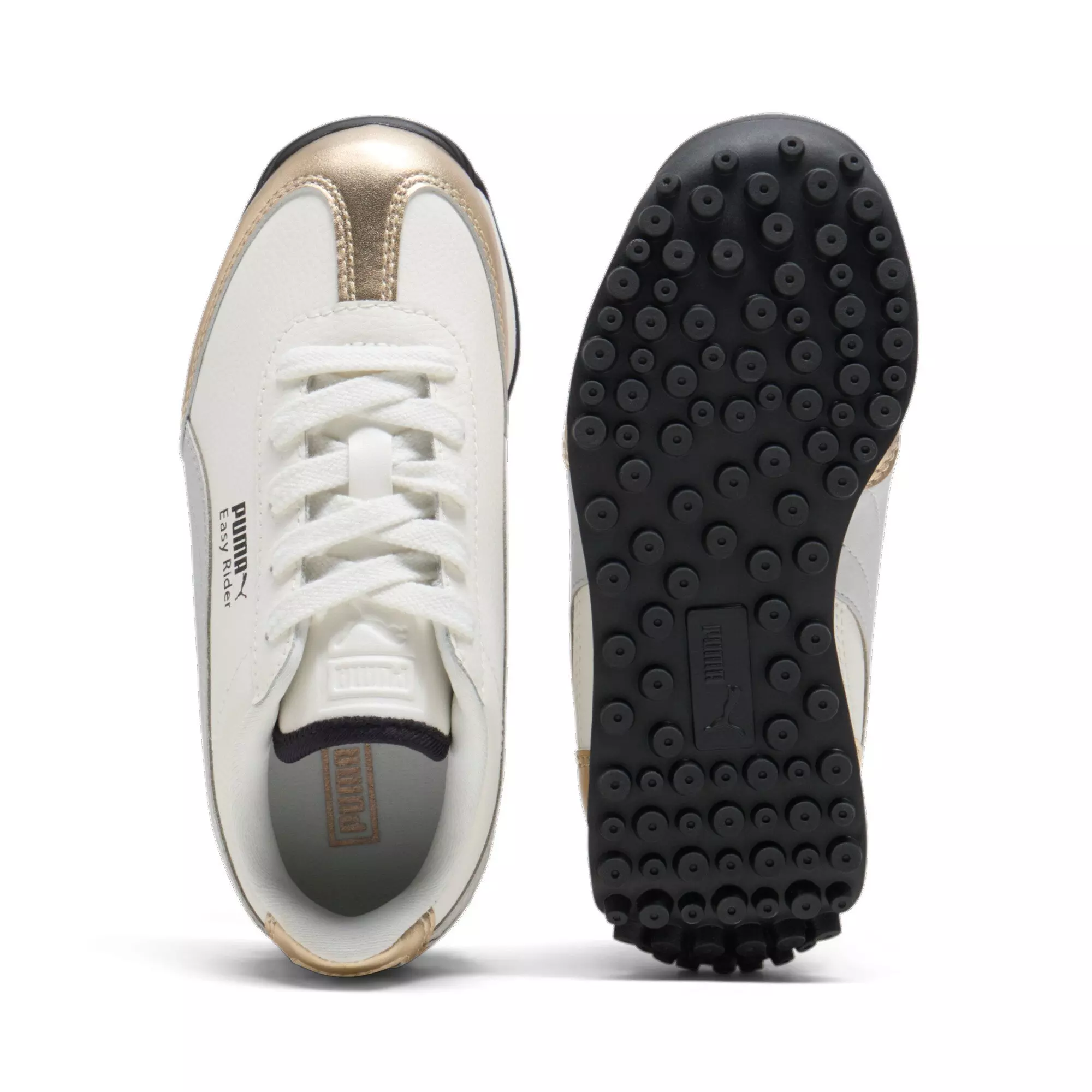 PUMA Easy Rider Mixed Metals "Warm White/PUMA Gold/Glacial Grey/PUMA Black" Preschool Girls' Shoe - WHITE/GOLD/GREY/BLACK