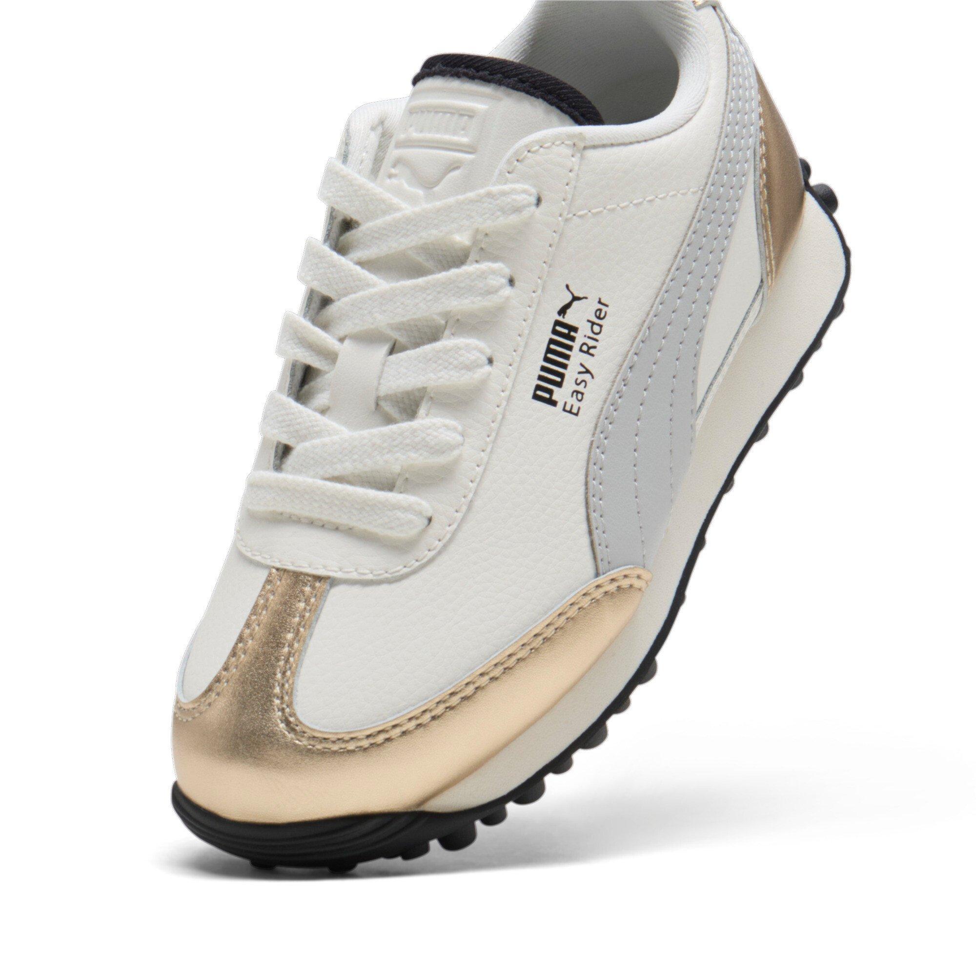 PUMA Easy Rider Mixed Metals Preschool Girls' "Warm White/PUMA Gold/Glacial Grey/PUMA Black" Shoe